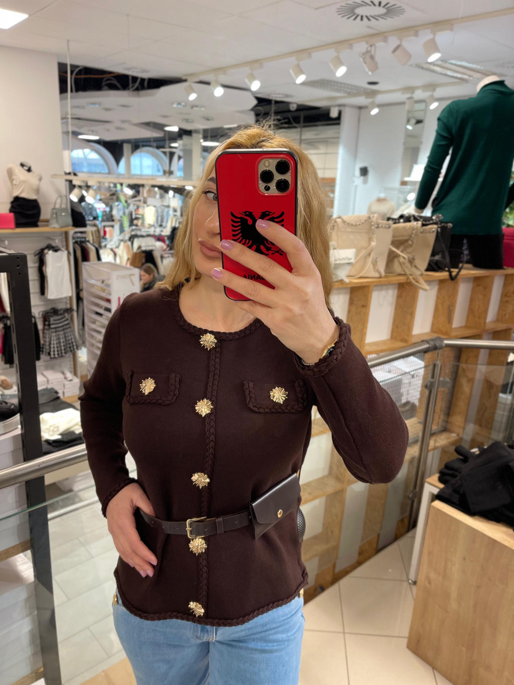 FEINSTRICK JACKE MIT GÜRTEL