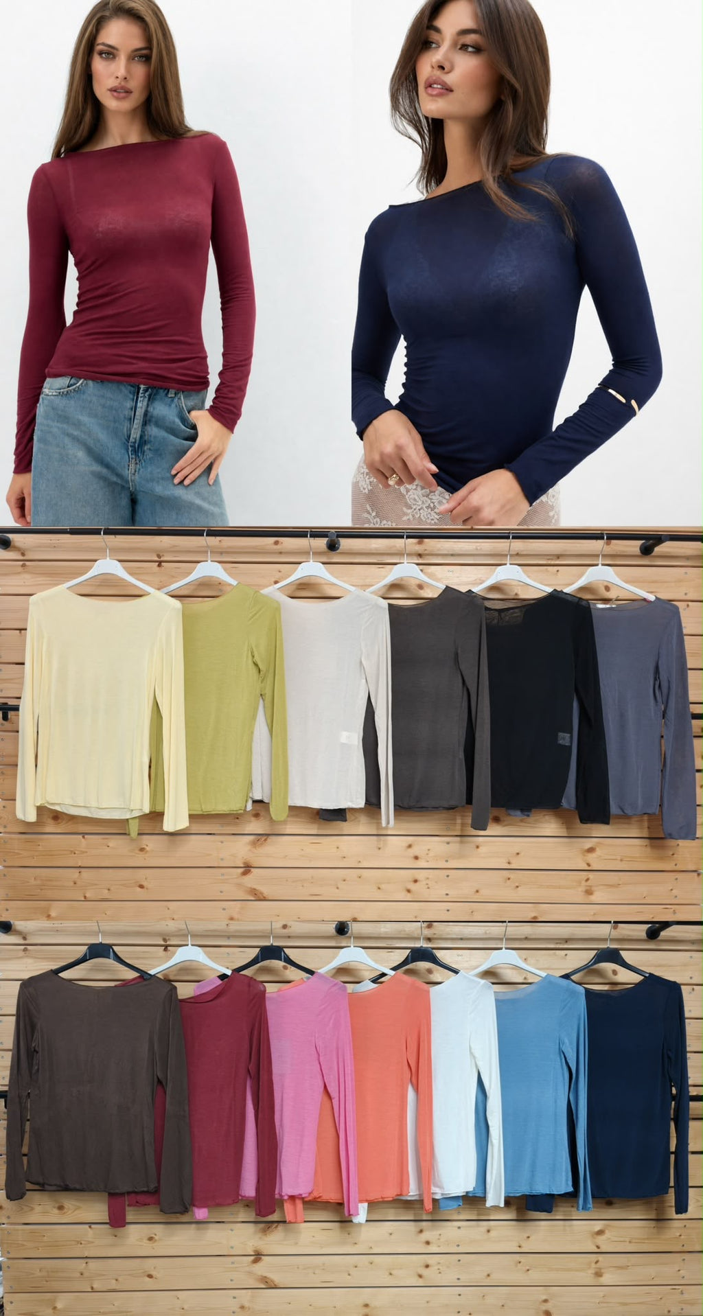Damen Longsleeve – 10% Cashmere, figurbetont & weich