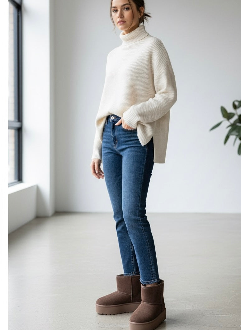 GEFÜTTERTE PLATEAU BOOTS IN BRAUN