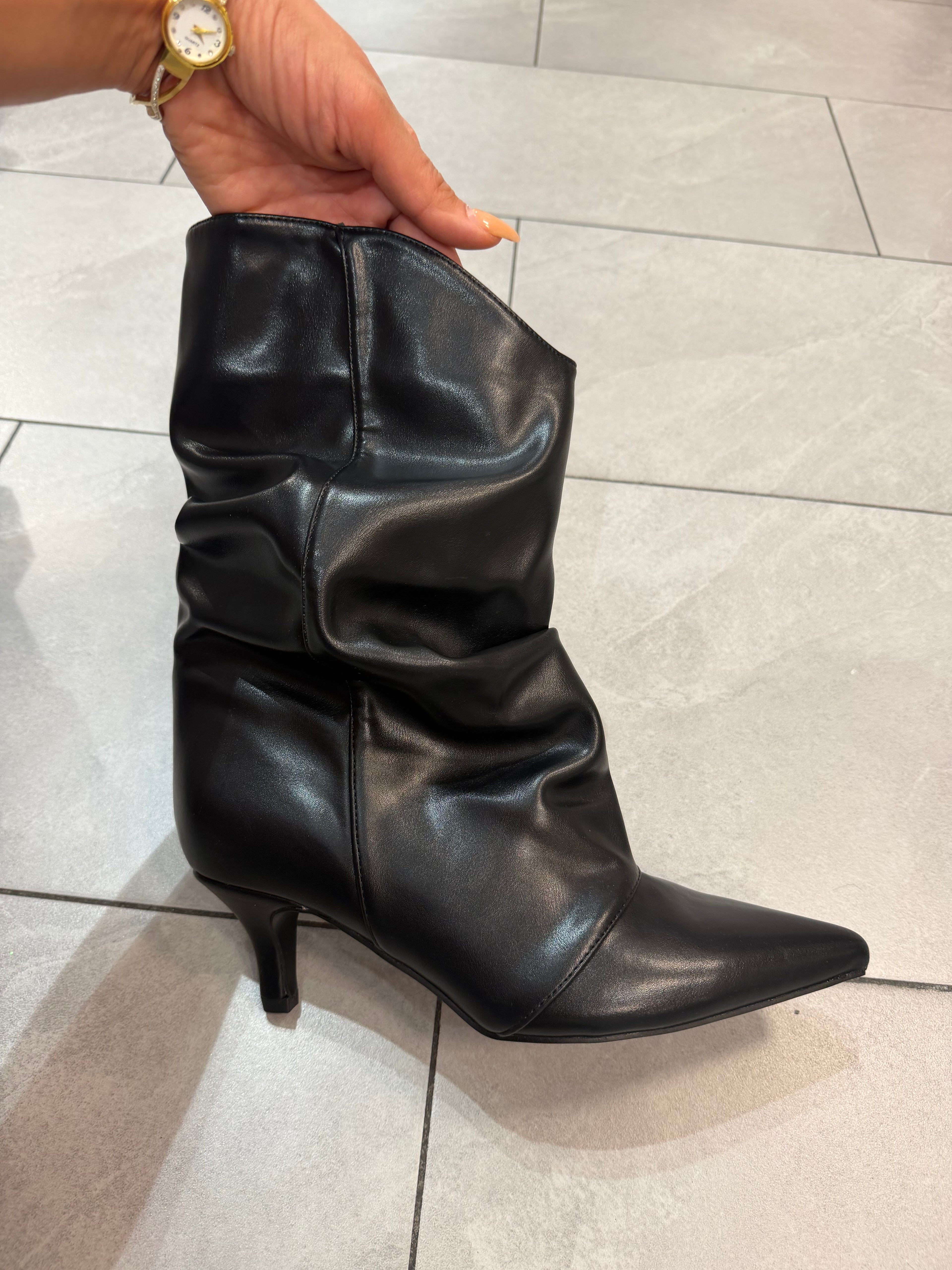 Damen Raffstiefel Slouchy