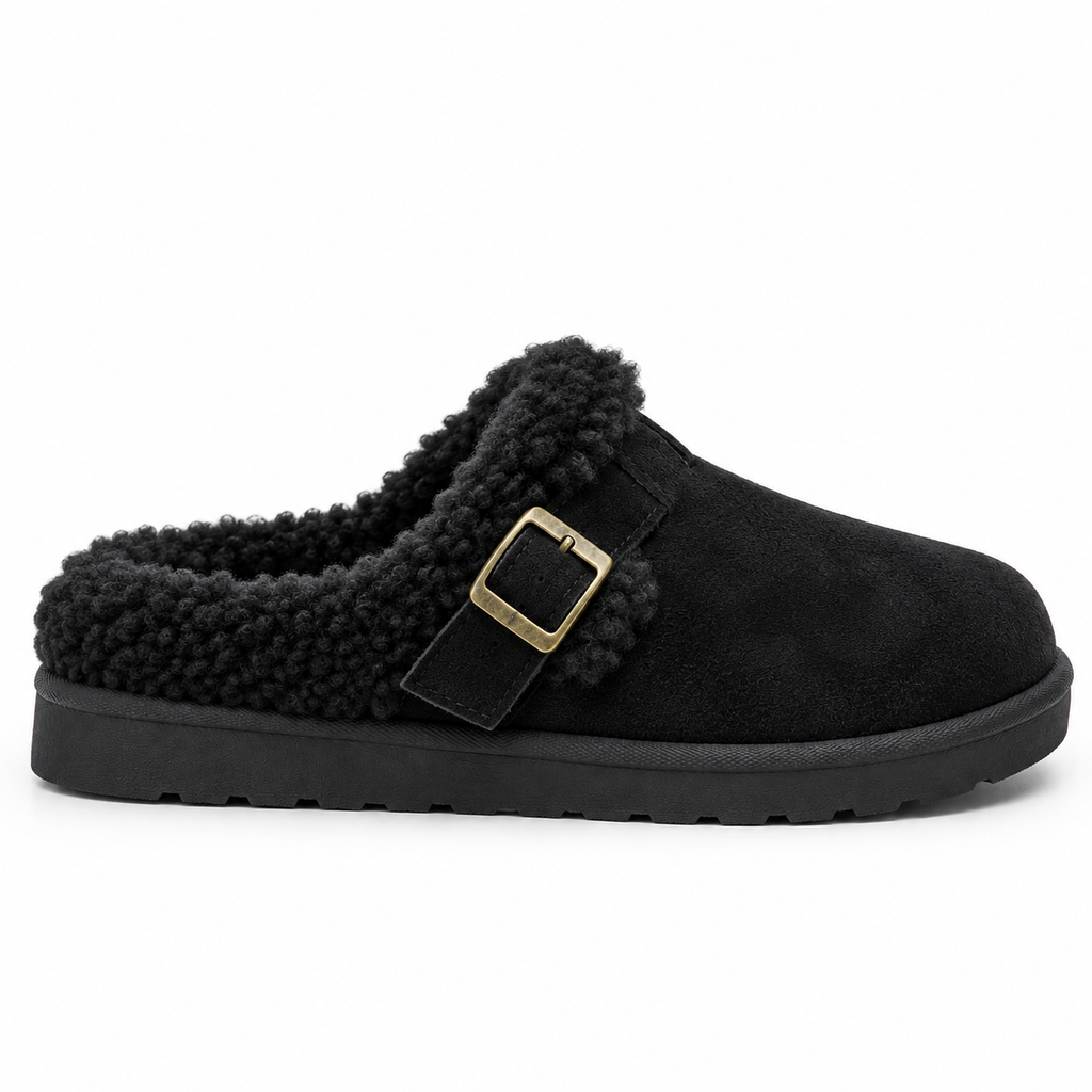 Gefütterter Damen Slipper mit Schnalle