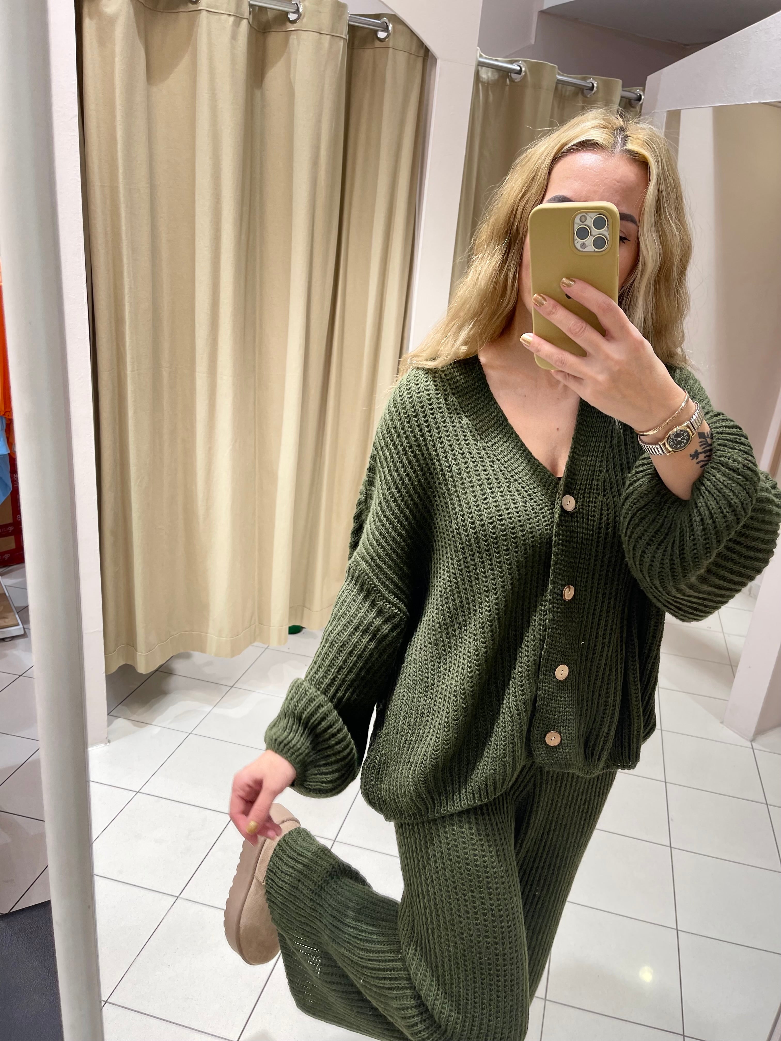 STRICK-ZWEITEILER IN Khaki