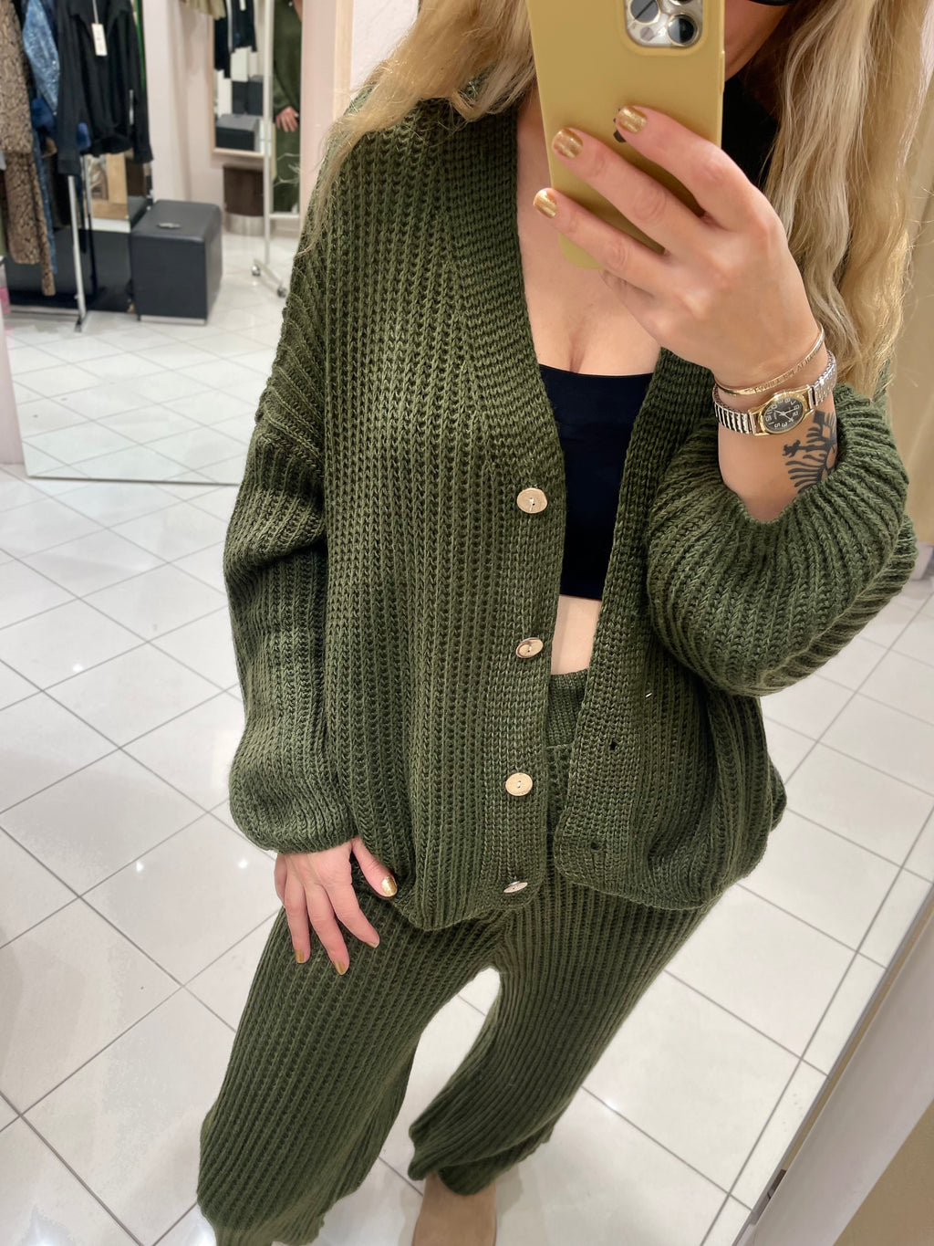 STRICK-ZWEITEILER IN Khaki