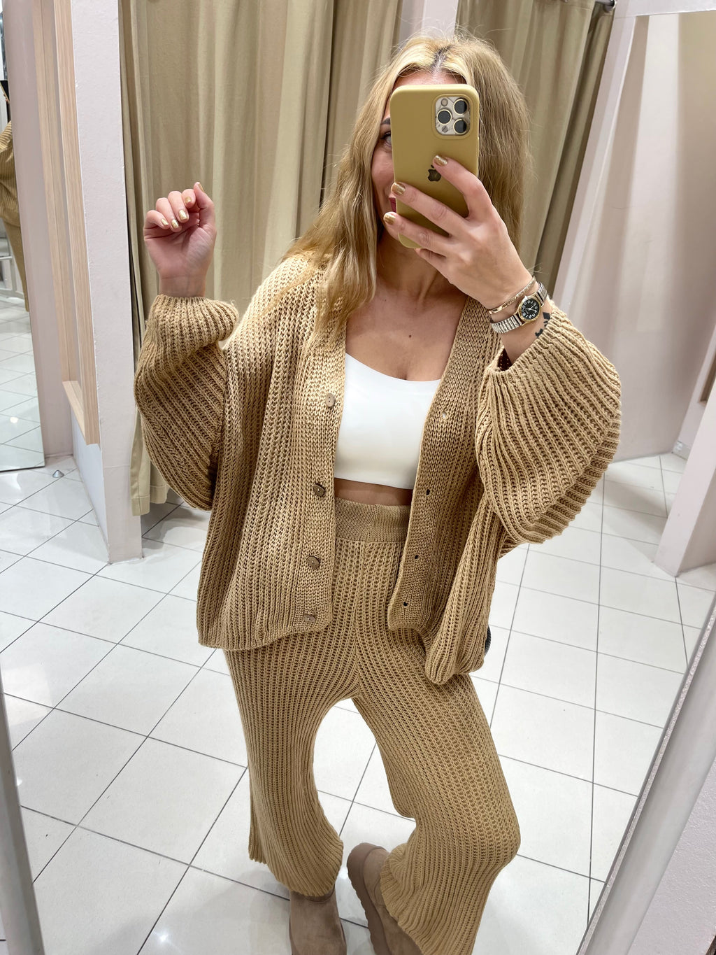 STRICK-ZWEITEILER IN CAMEL