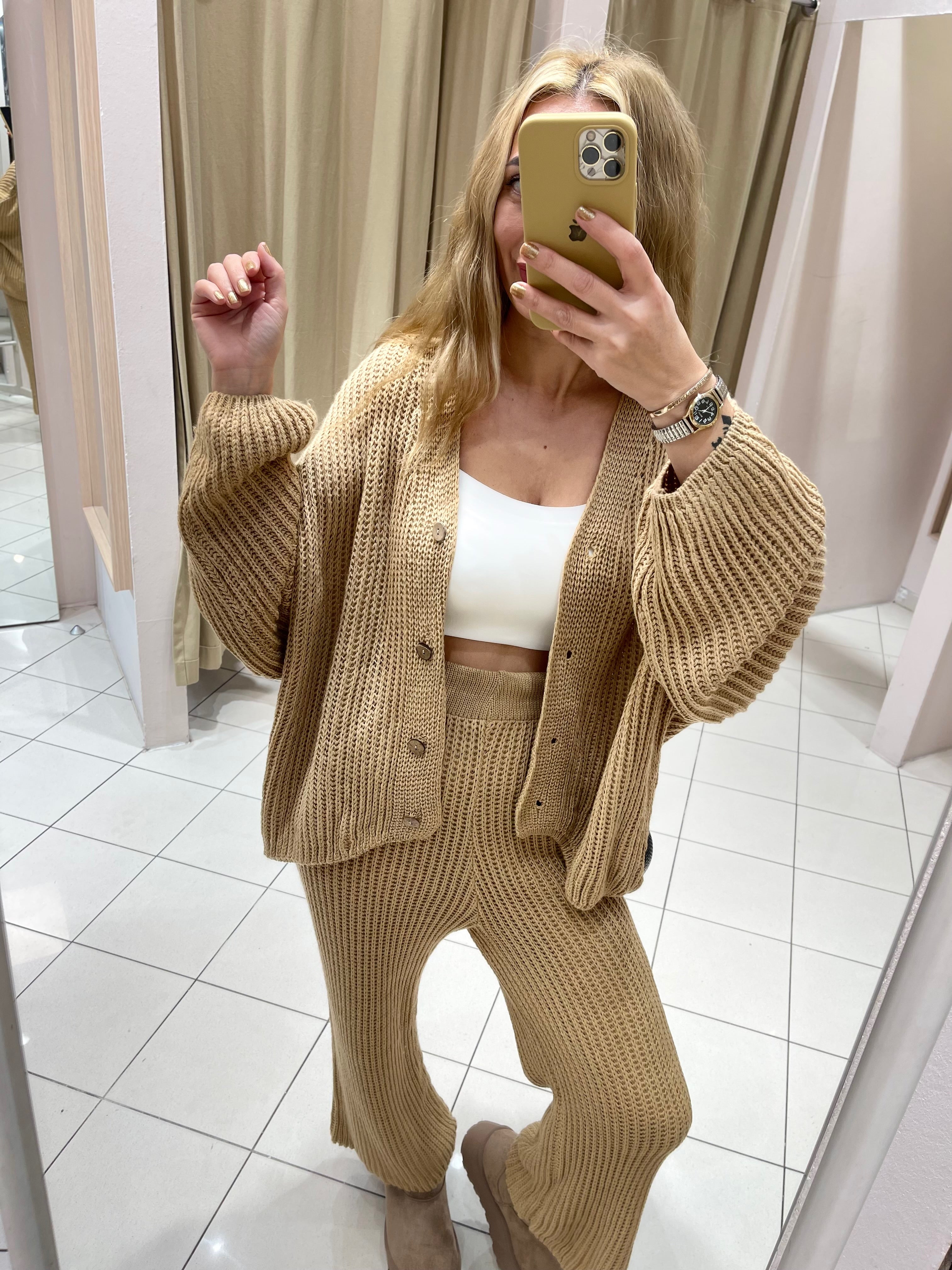 STRICK-ZWEITEILER IN CAMEL