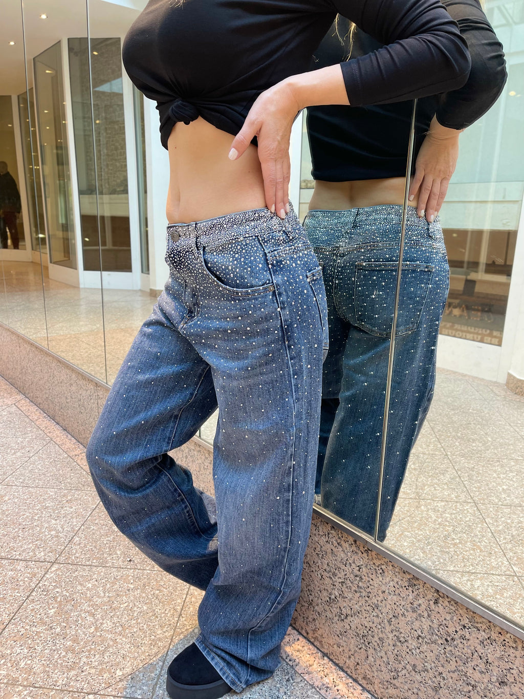 Baggy Style Danity Glitzer Jeans – Wide Leg – Strass Glitter – Sparkly Jeans The Orginal New Version