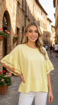 T Shirt mit Volante Ärmeln Bianca