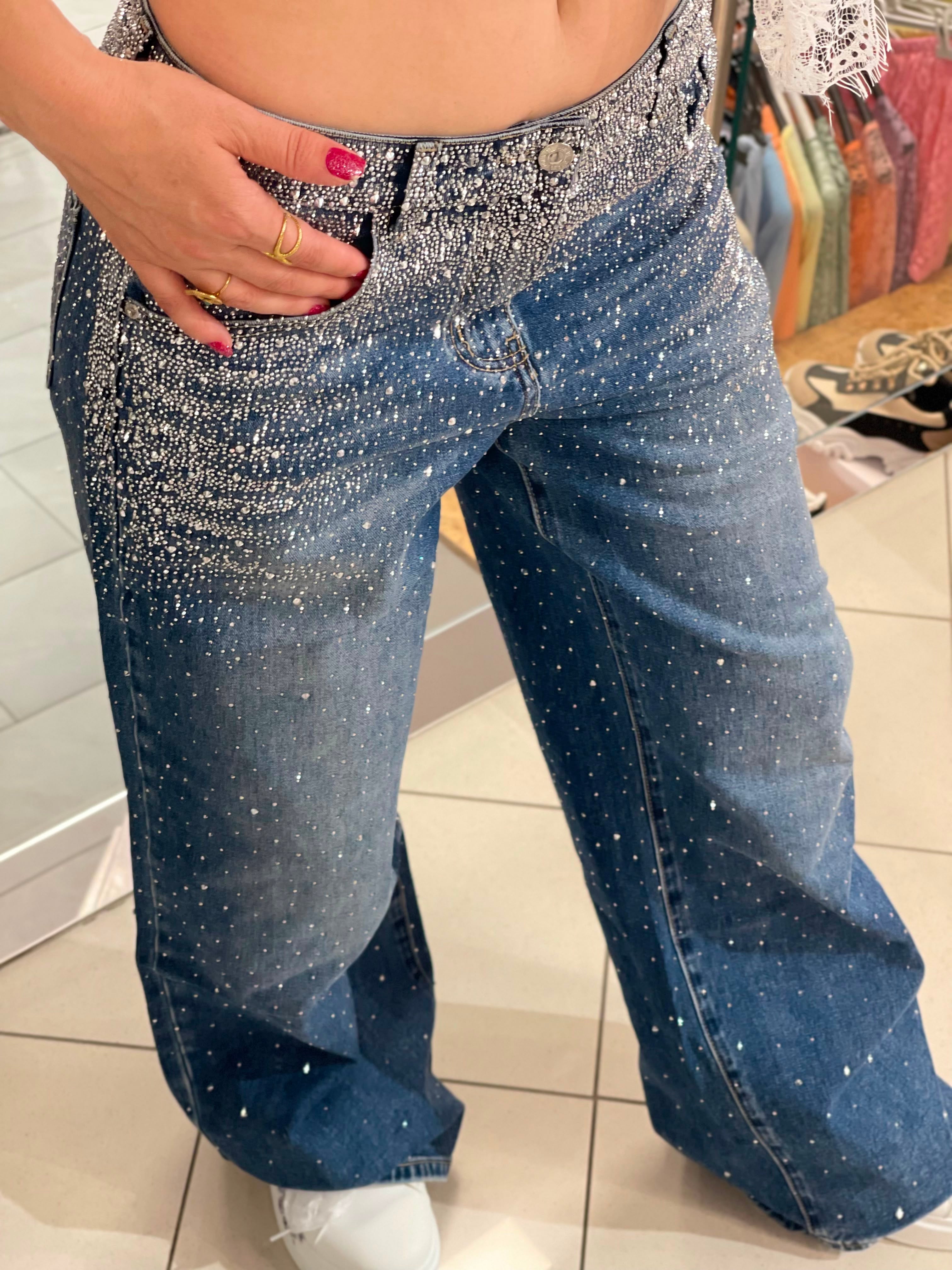 Baggy Style Danity Glitzer Jeans – Wide Leg – Strass Glitter – Sparkly Jeans The Orginal