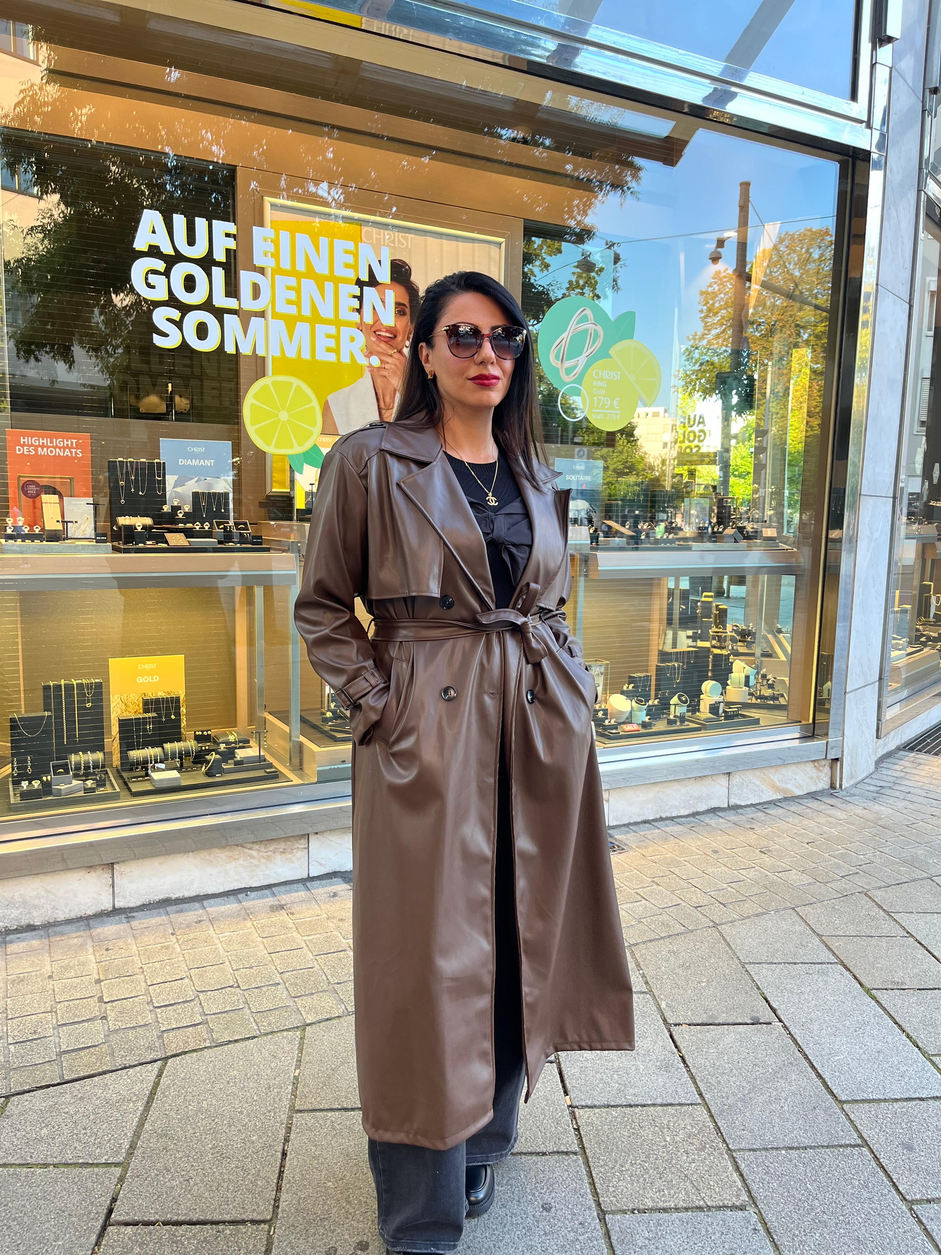 LEATHER LOOK TRENCH COAT