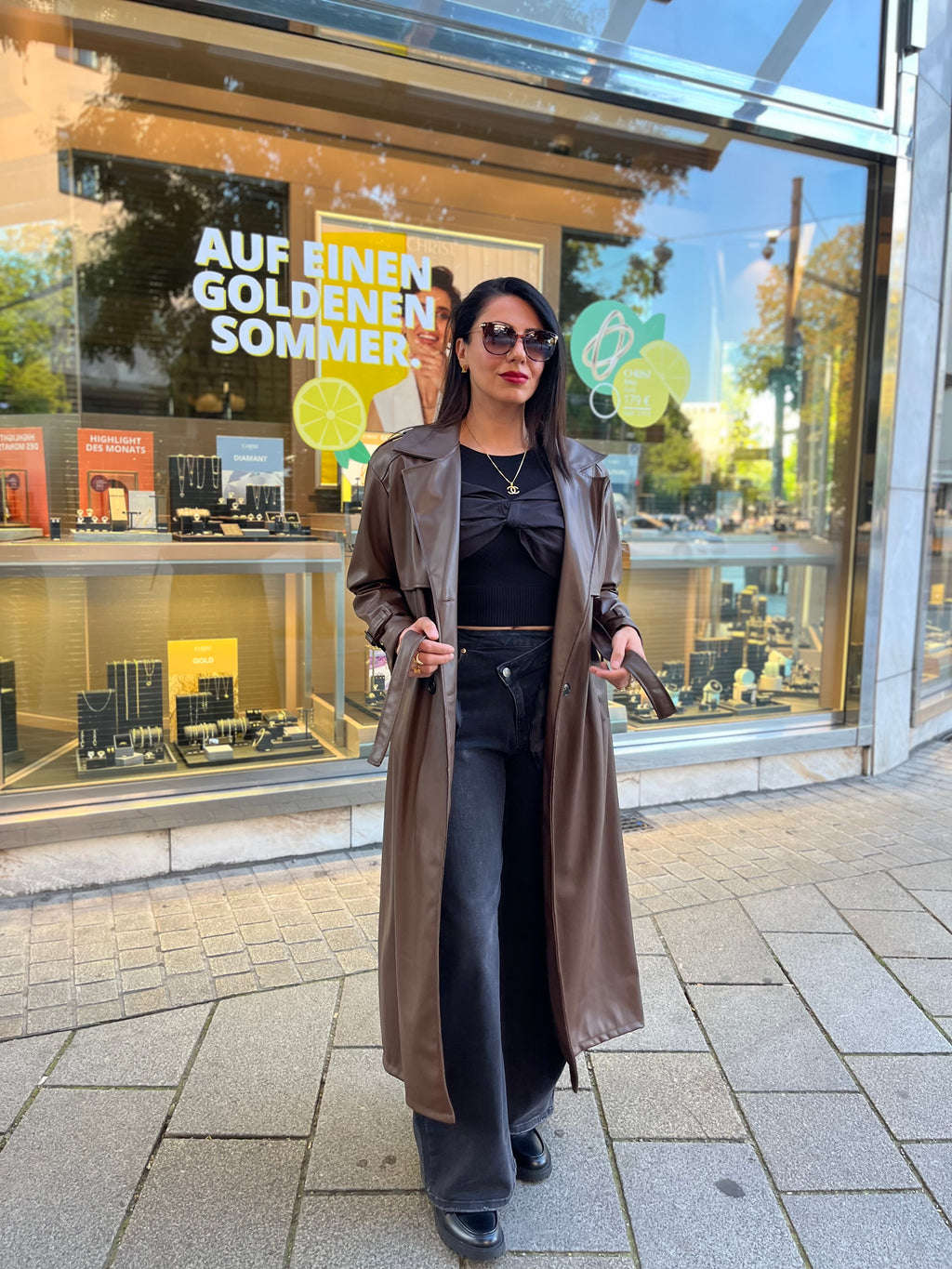 LEATHER LOOK TRENCH COAT