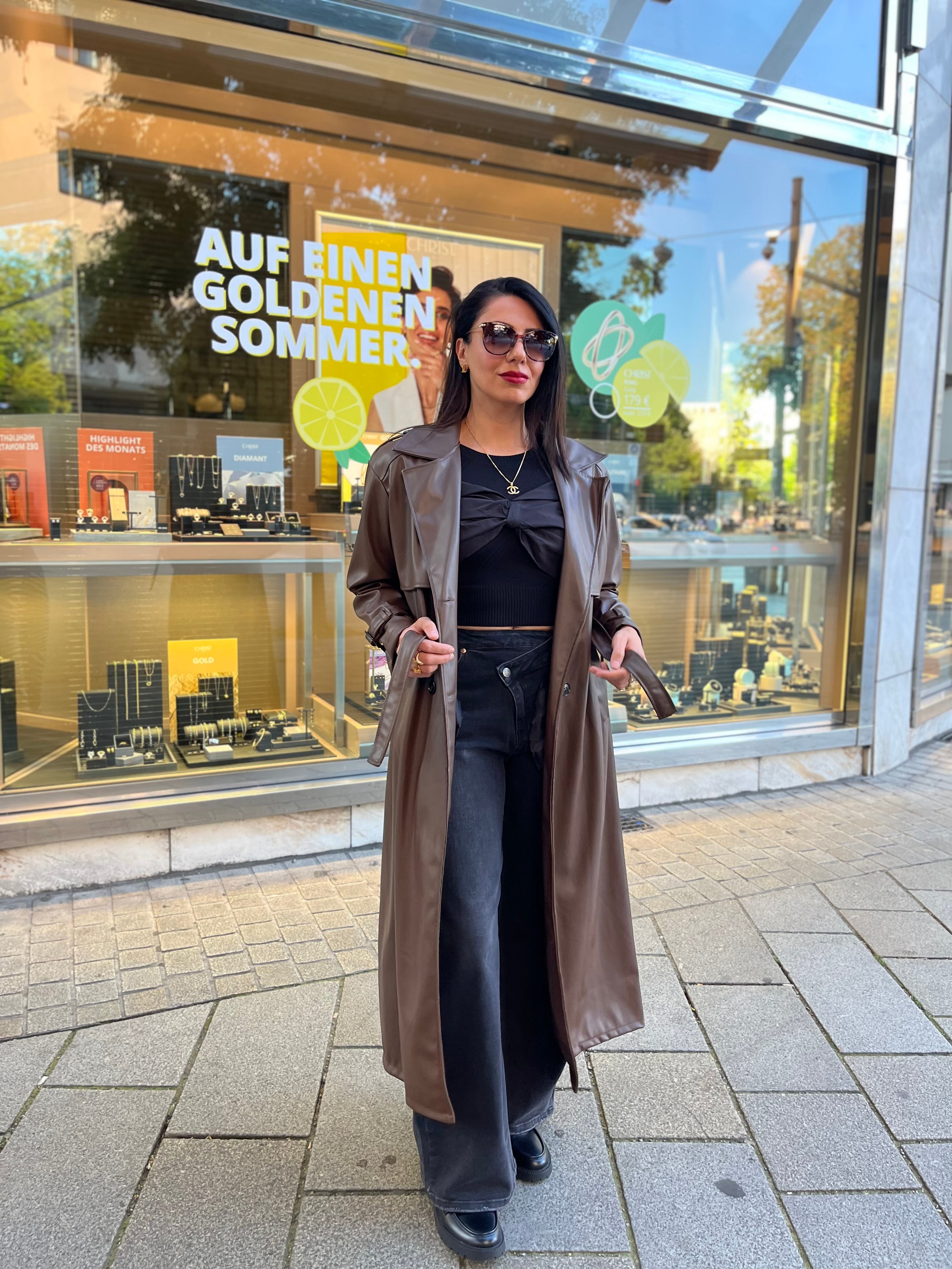 LEATHER LOOK TRENCH COAT