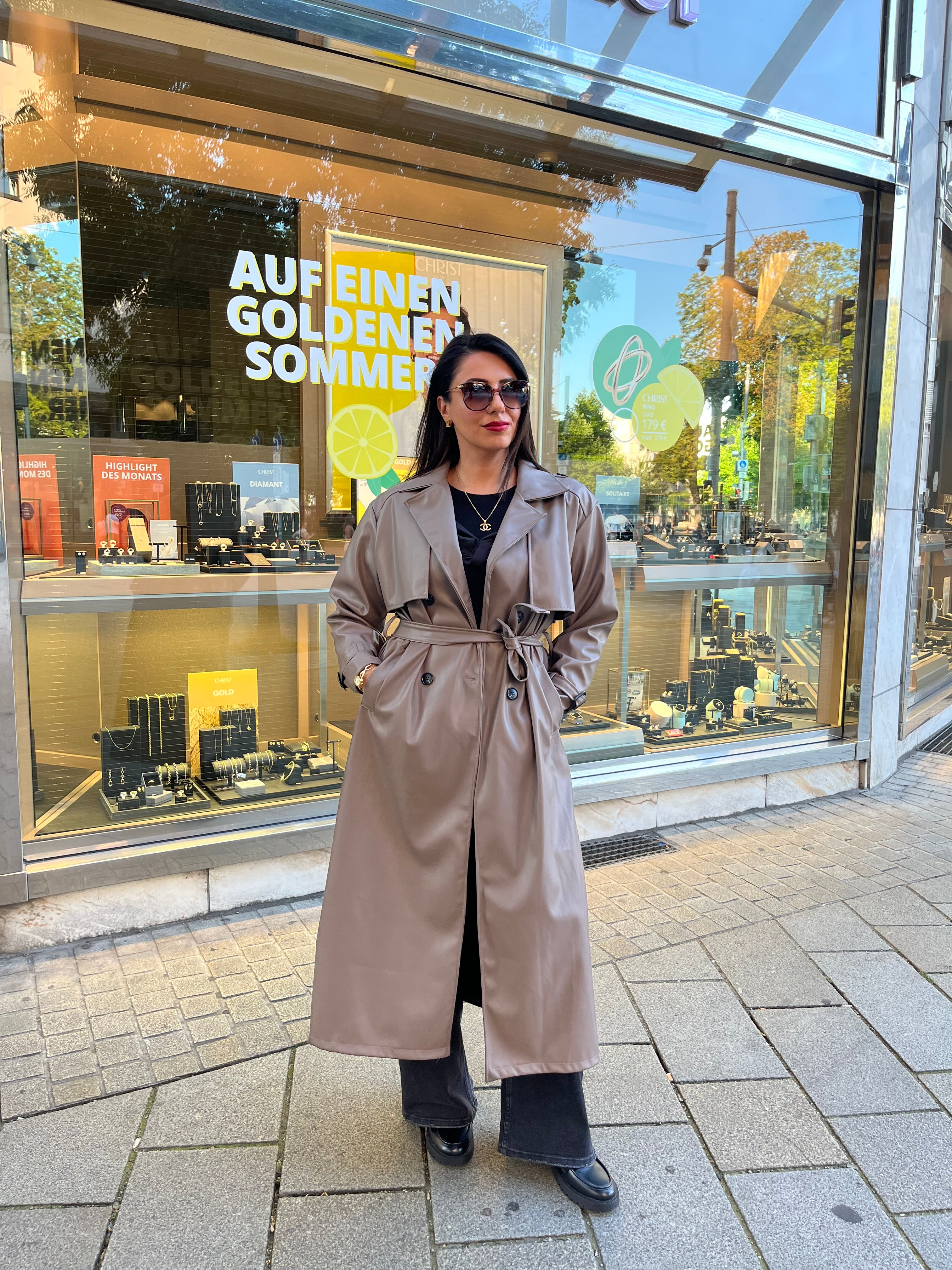 LEATHER LOOK TRENCH COAT