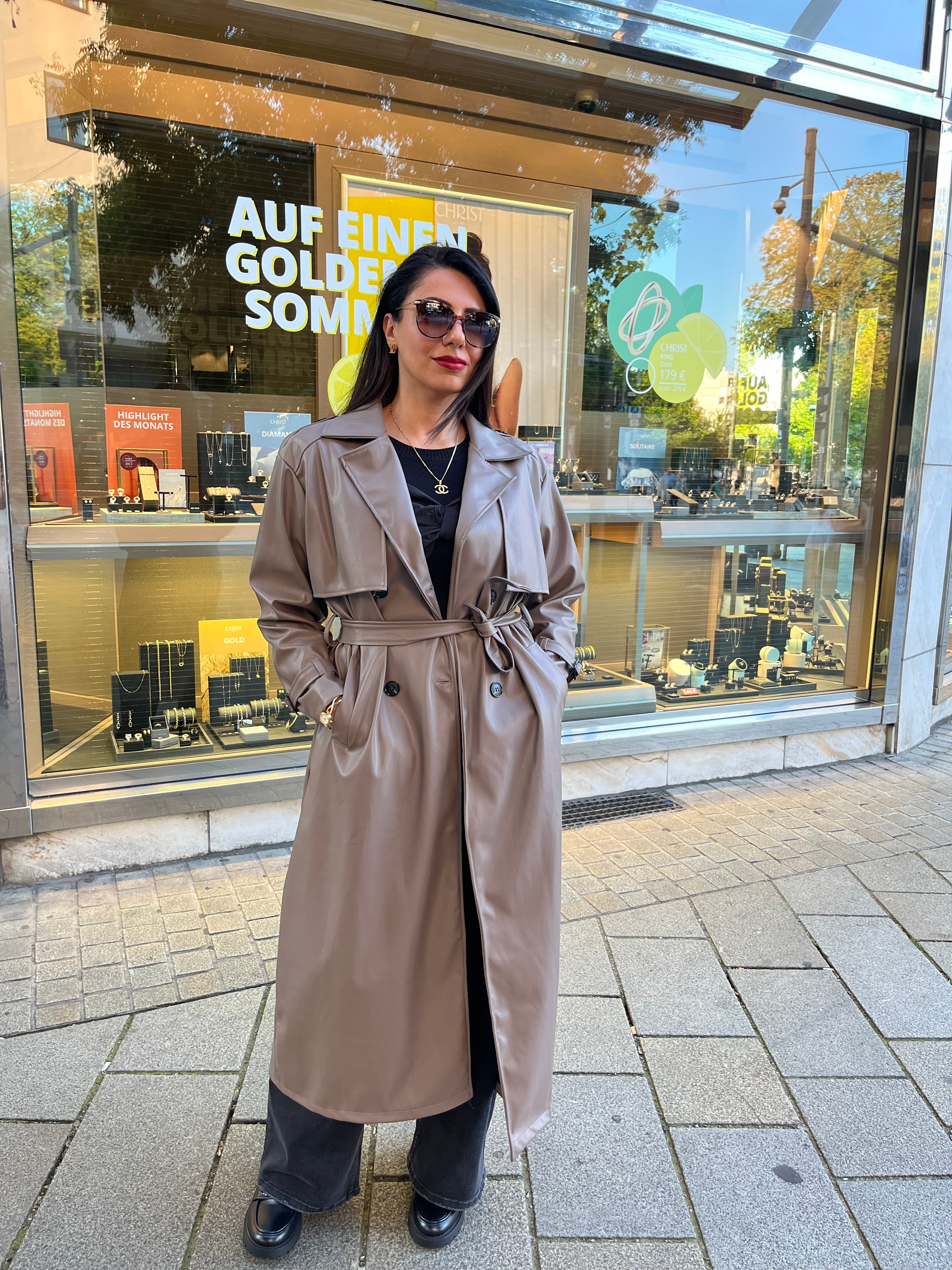 LEATHER LOOK TRENCH COAT
