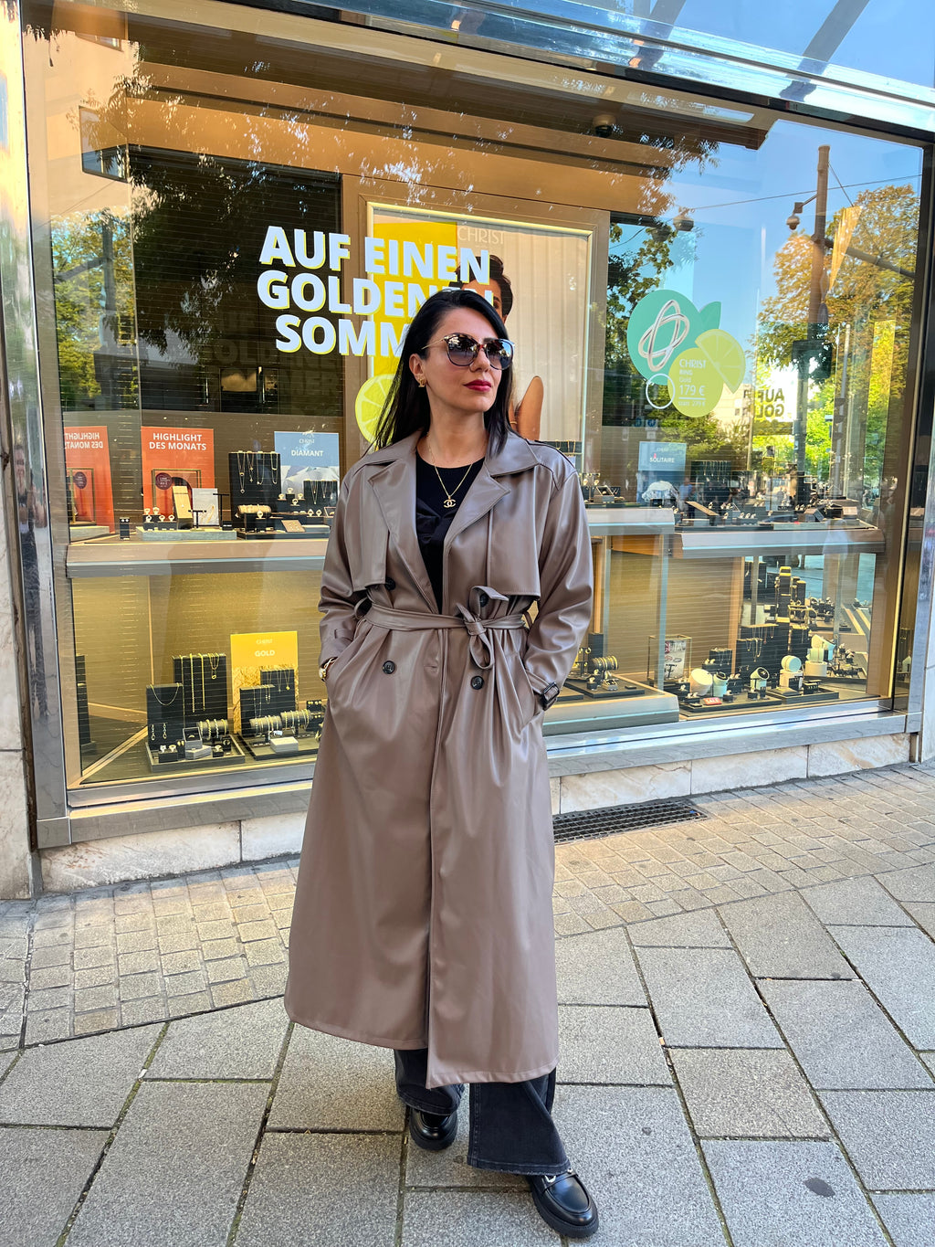 LEATHER LOOK TRENCH COAT