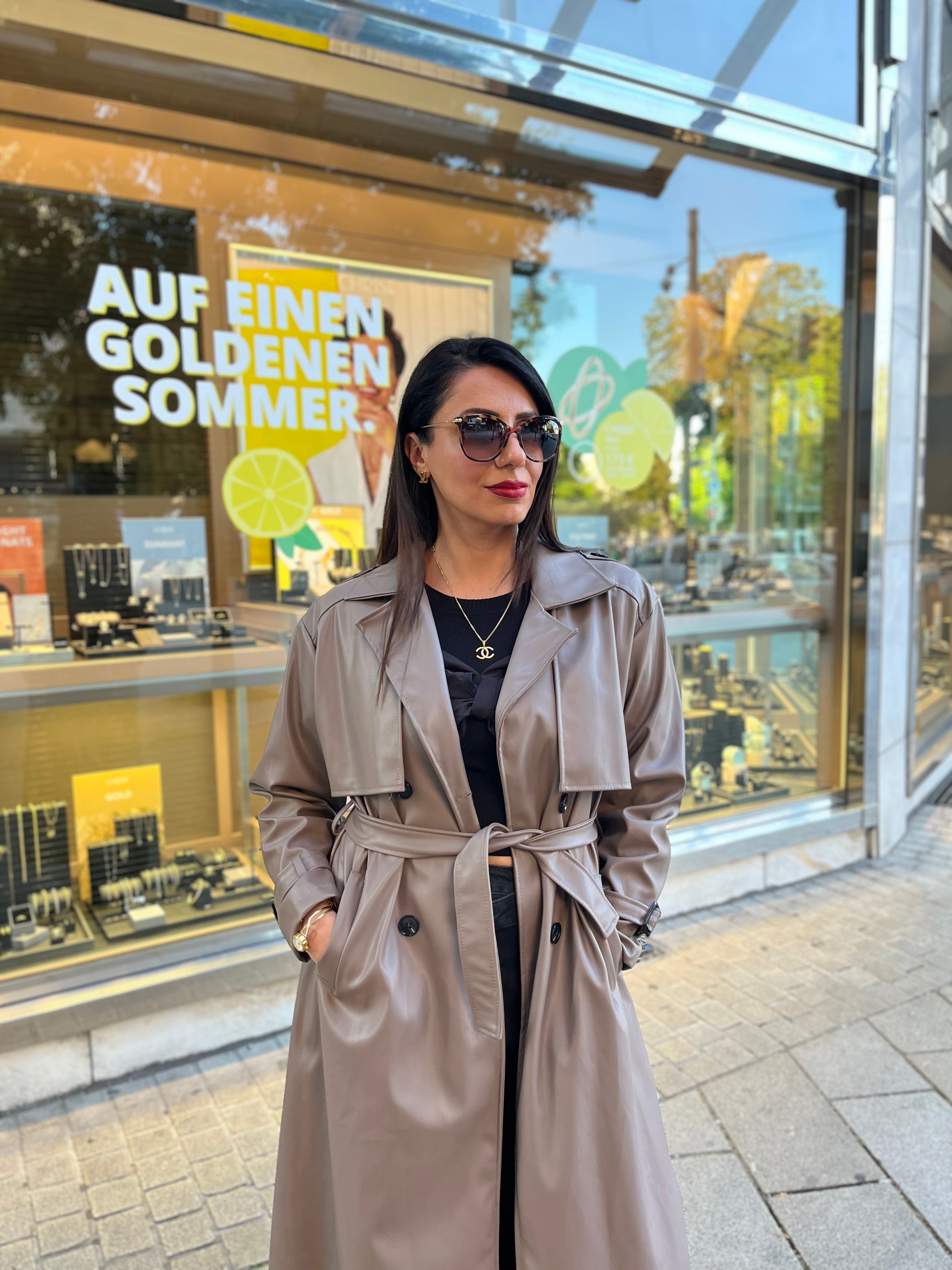 LEATHER LOOK TRENCH COAT