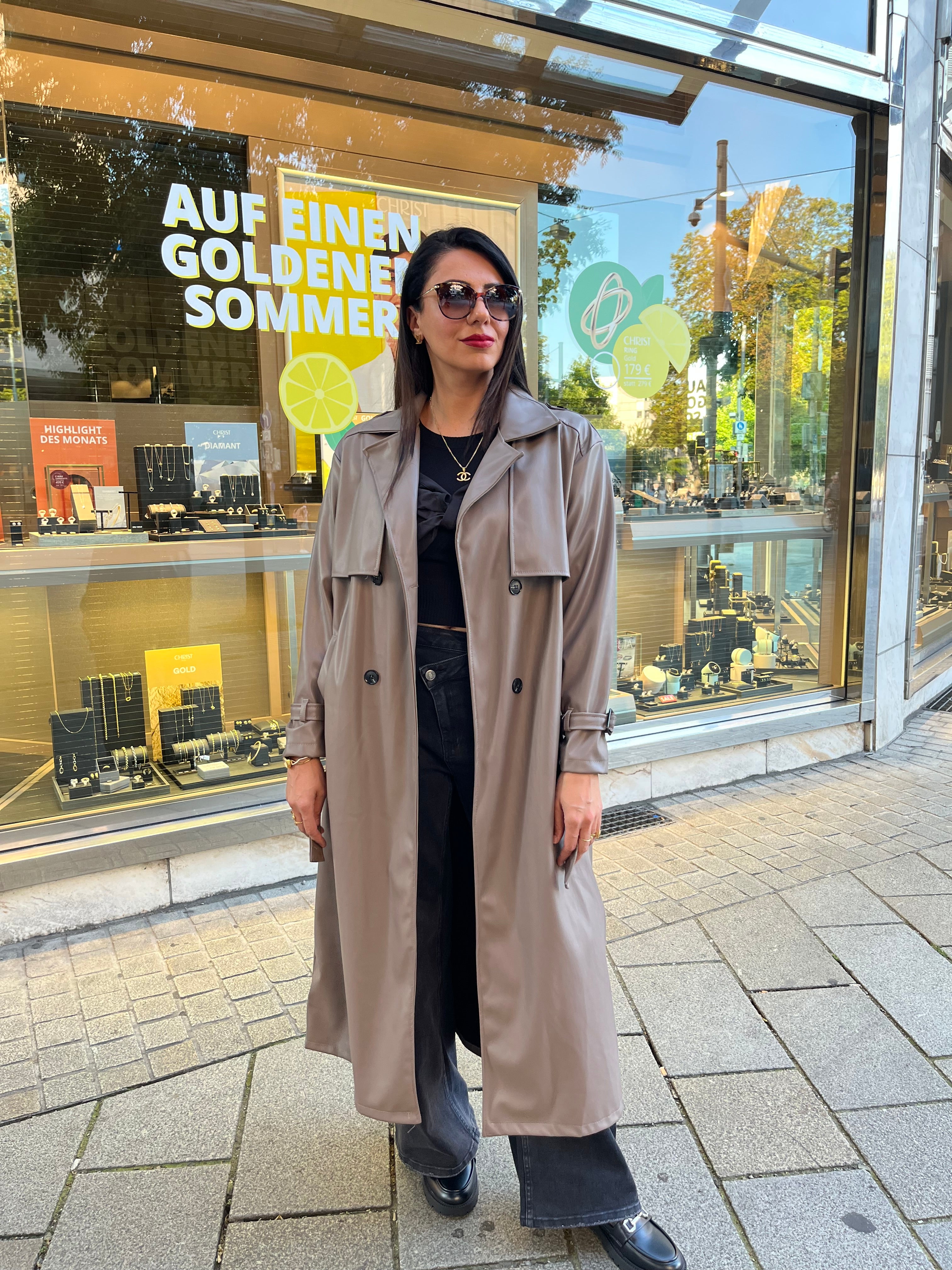 LEATHER LOOK TRENCH COAT