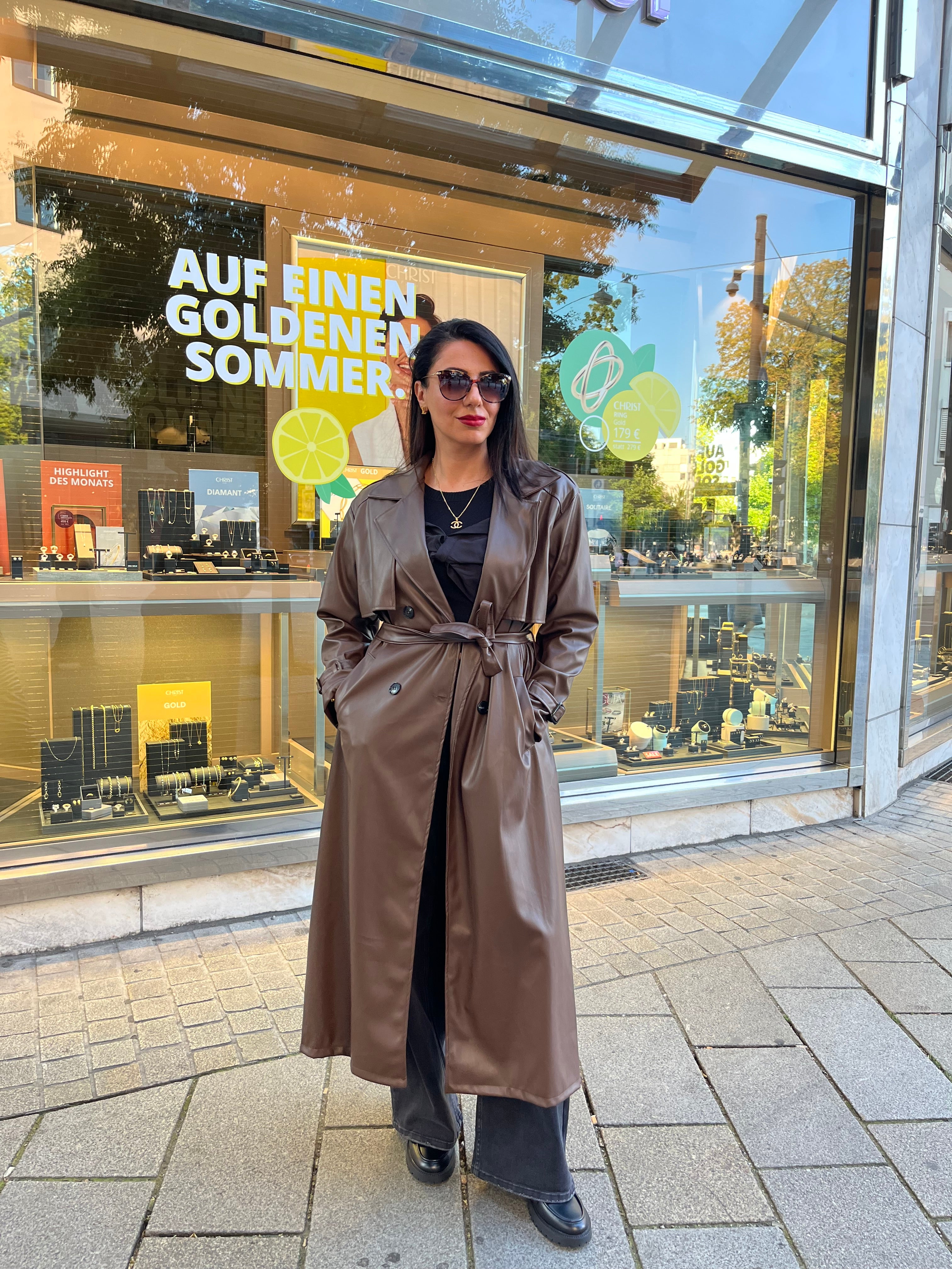 LEATHER LOOK TRENCH COAT