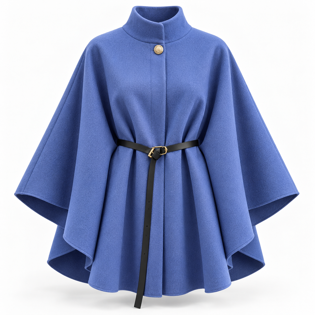 Eleganter Poncho-Mantel mit Stehkragen & Gürtel