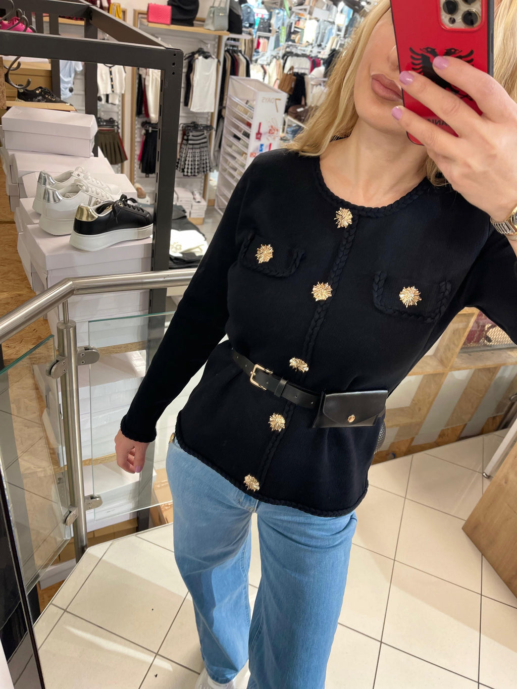 FEINSTRICK JACKE MIT GÜRTEL