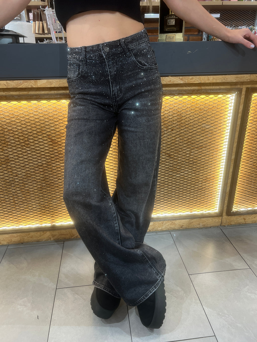 Baggy Style Danity Glitzer Jeans – Wide Leg – Strass Glitter – Sparkly Jeans