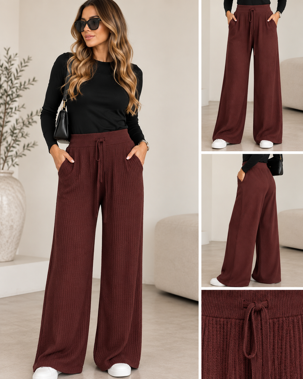 Wide-Leg Strickhose mit Struktur – DANITY