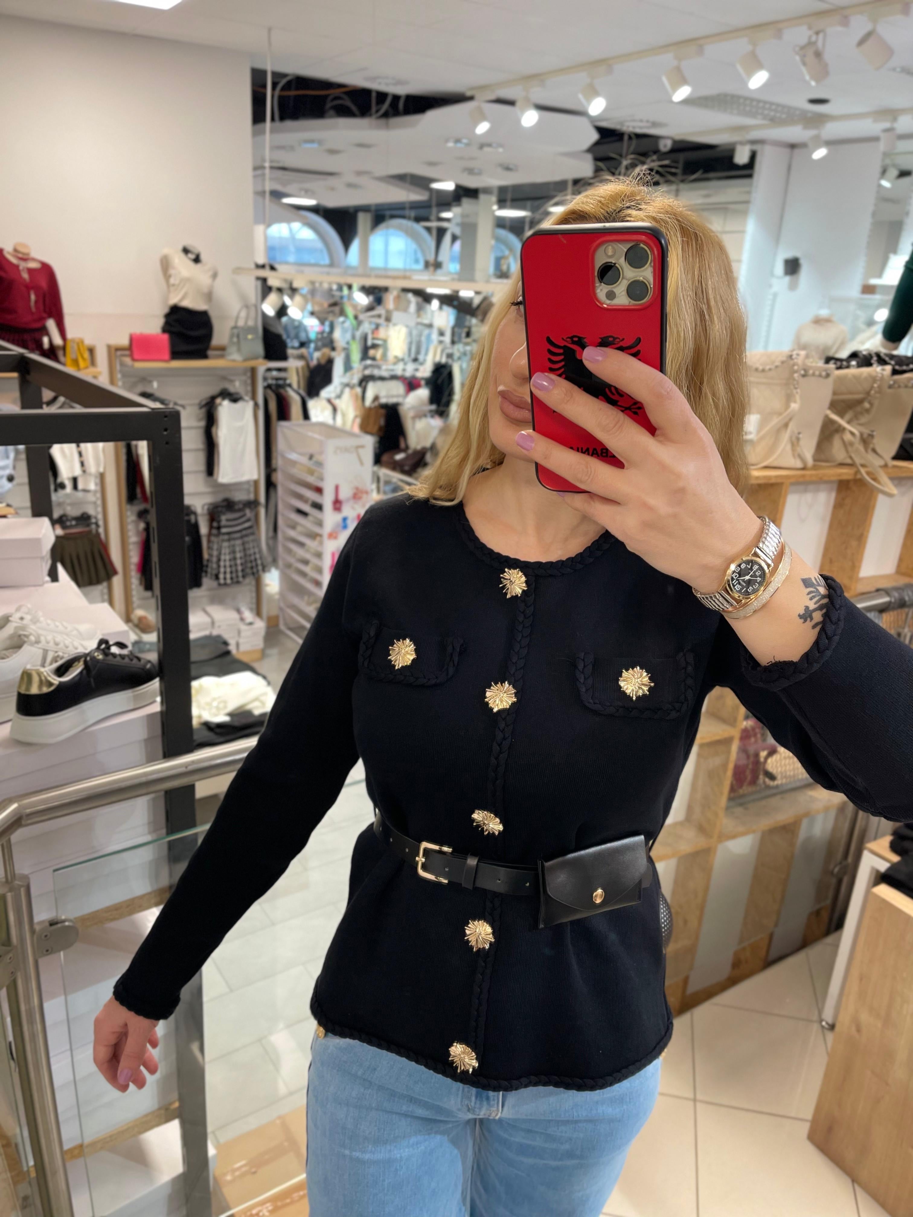 FEINSTRICK JACKE MIT GÜRTEL