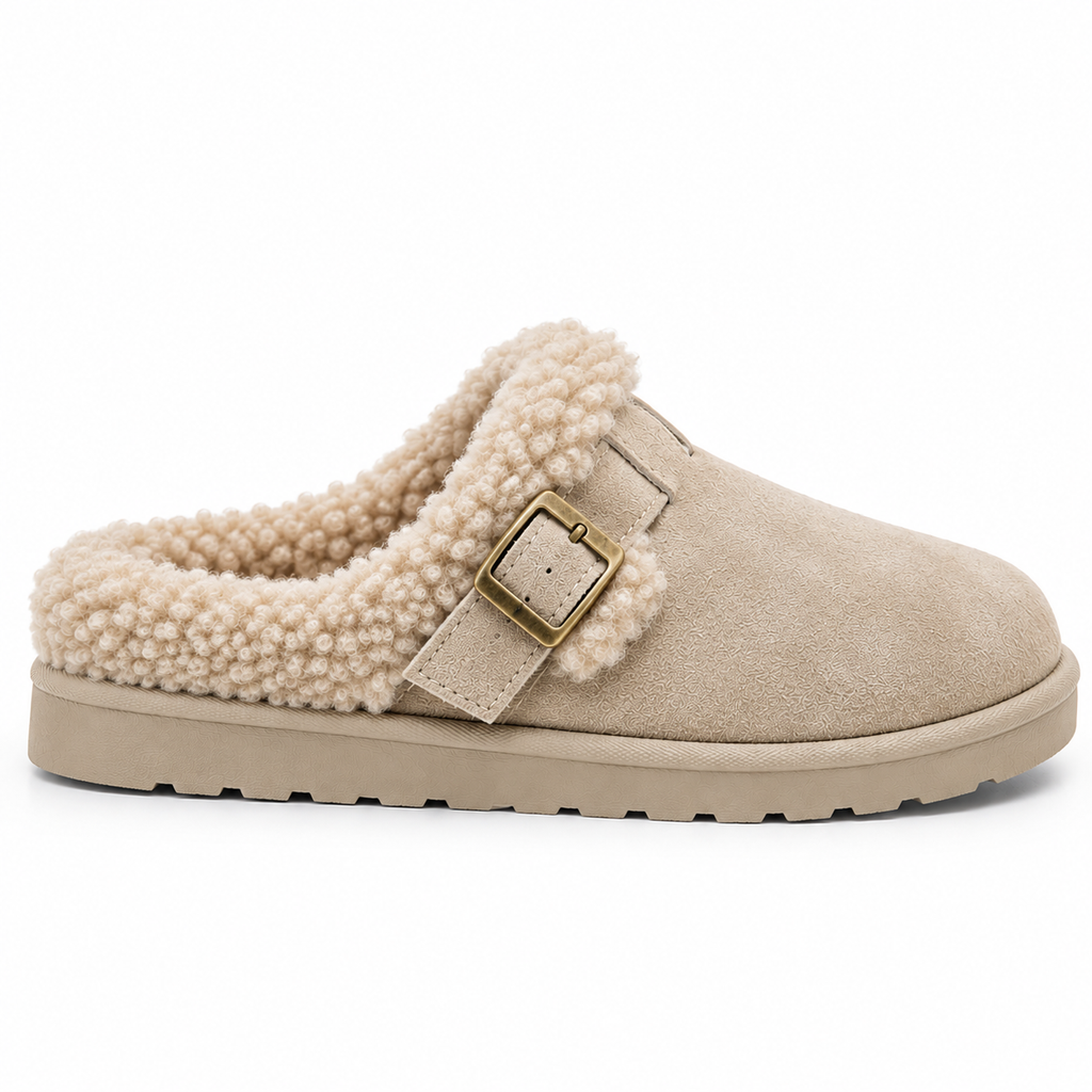 Gefütterter Damen Slipper mit Schnalle