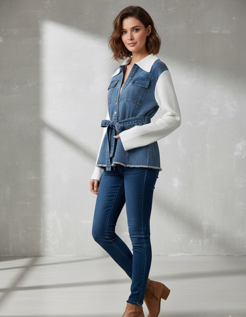 JEANS STRICKJACKE MIA