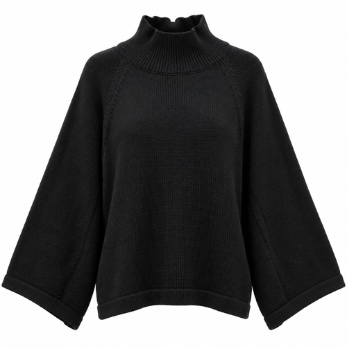 Feinstrick Pullover mit 3/4-Ärmeln & Stehkragen