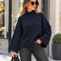 Oversize Strickpullover mit Stehkragen – Damen