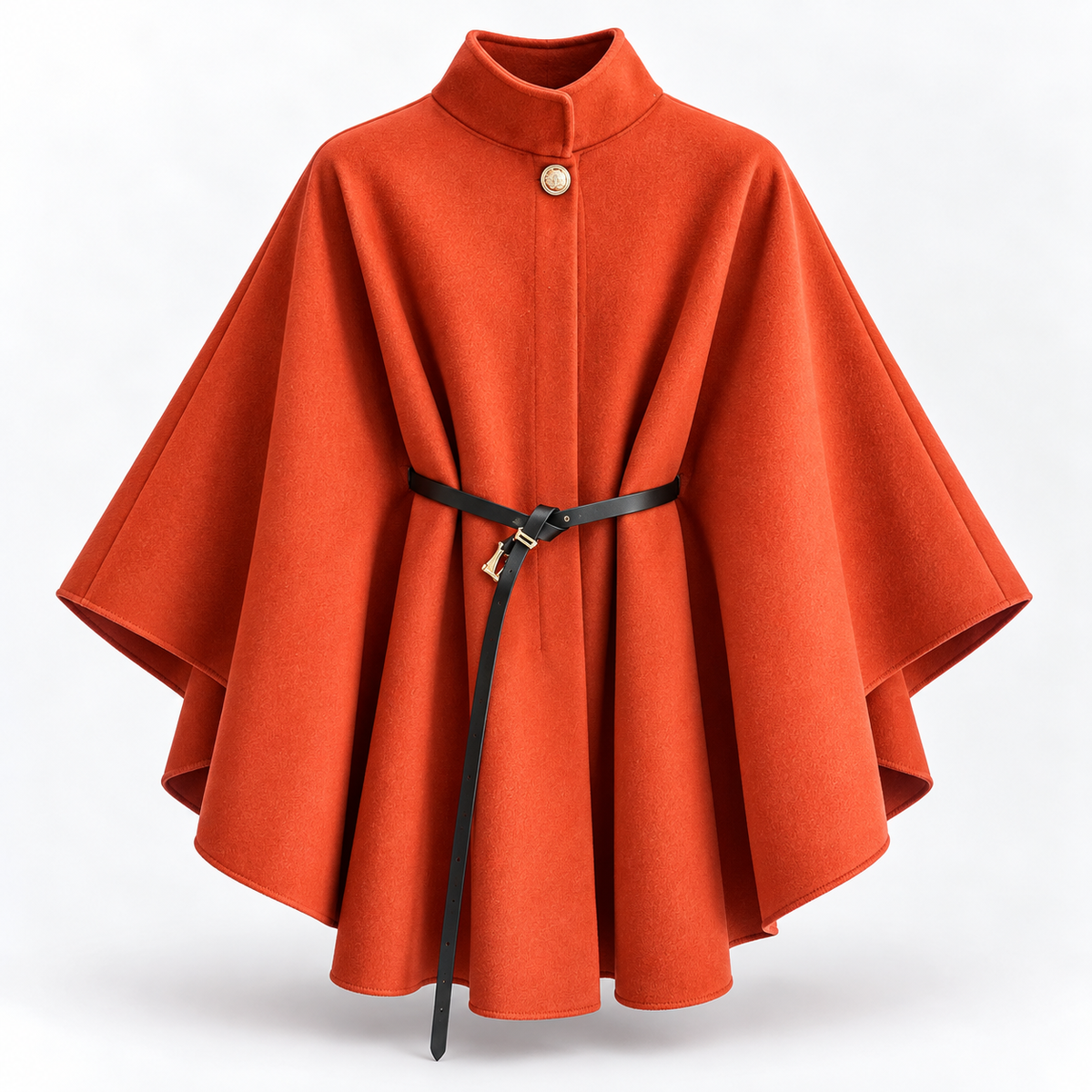 Eleganter Poncho-Mantel mit Stehkragen & Gürtel