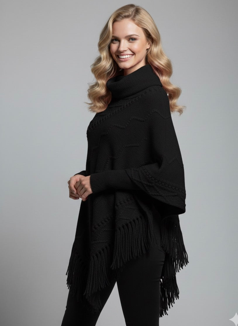 PONCHO ALINA IN SCHWARZ