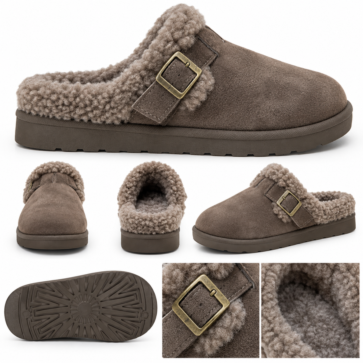Gefütterter Damen Slipper mit Schnalle