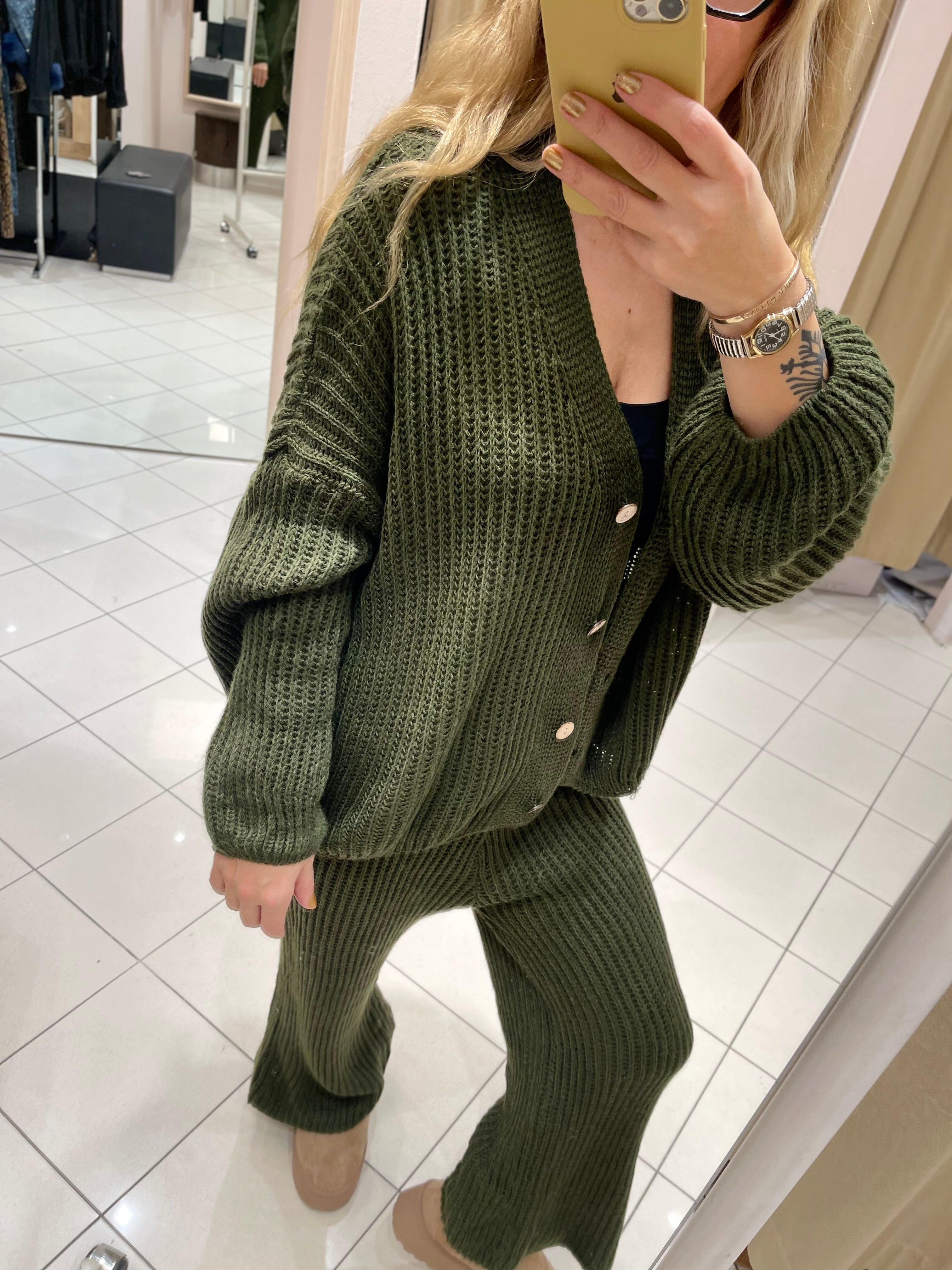 STRICK-ZWEITEILER IN Khaki