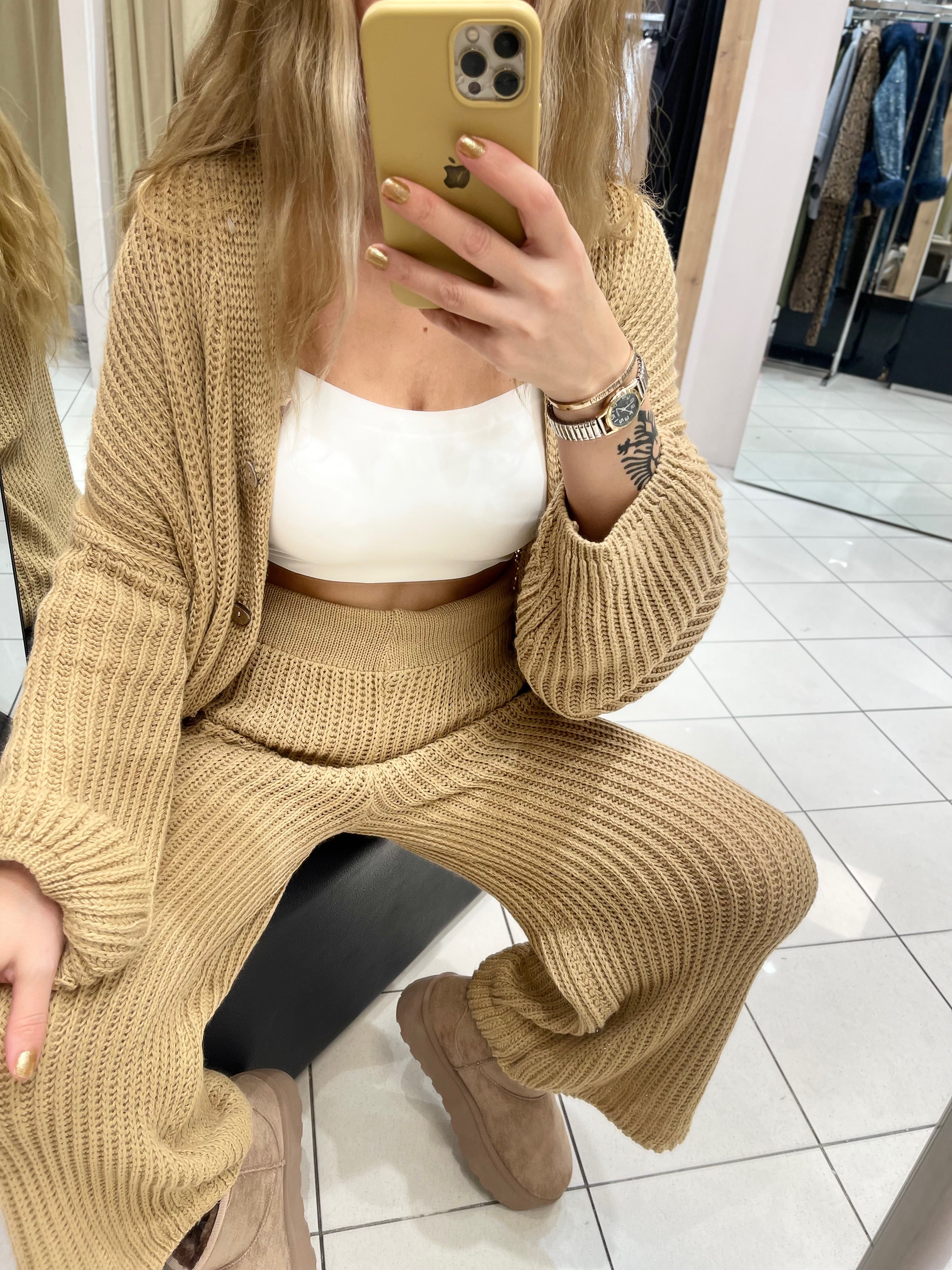 STRICK-ZWEITEILER IN CAMEL