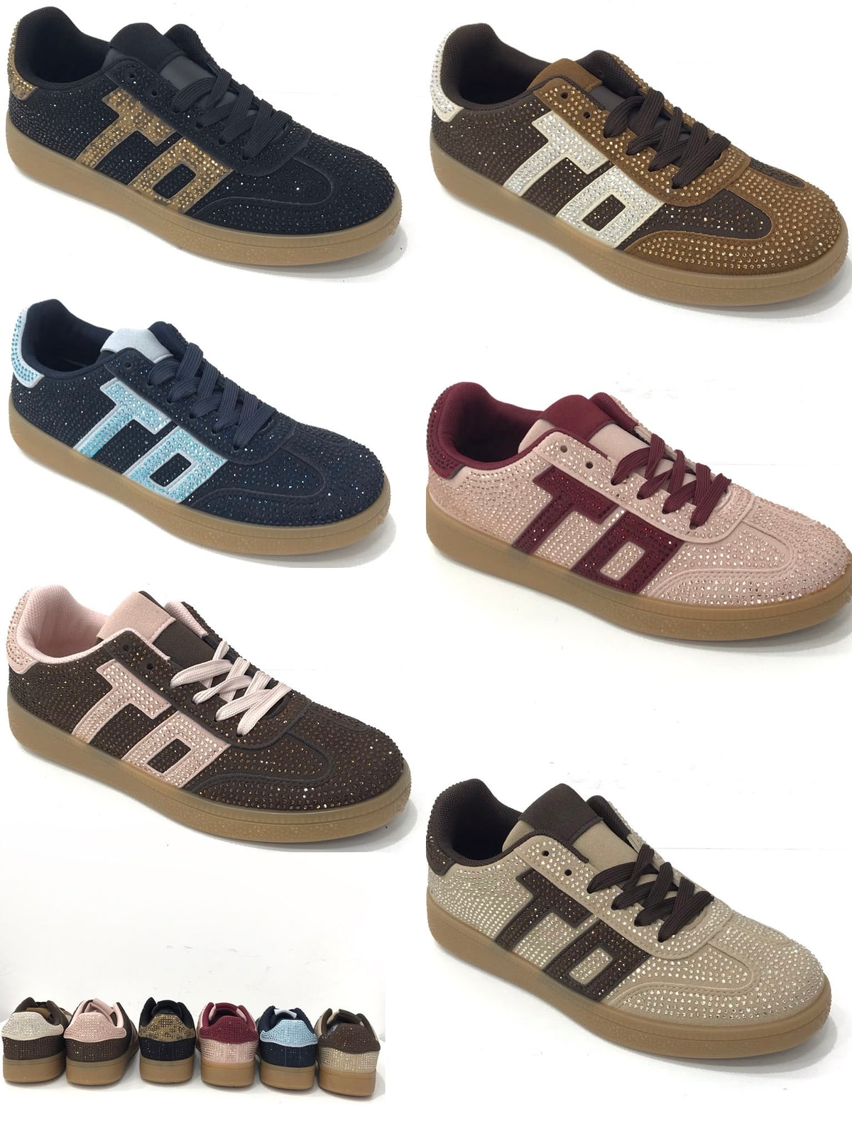 Rhinestone Retro-Sneaker mit Logo-Applikation