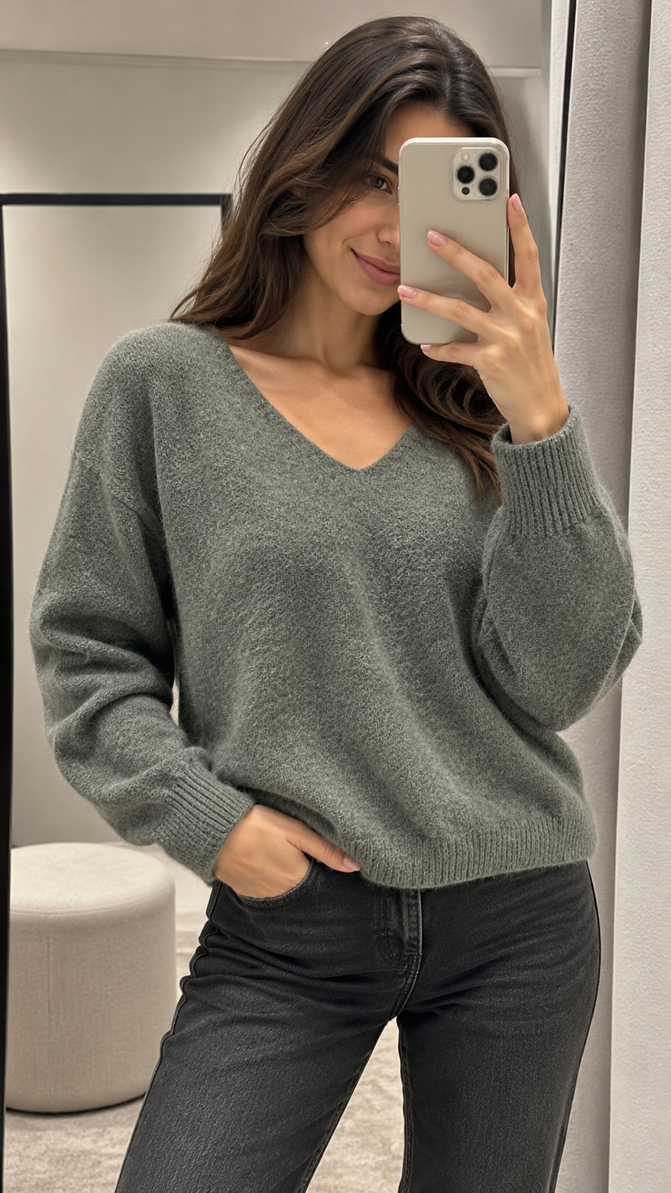 Flauschiger Damenpullover mit 30 % Superfine Alpaka