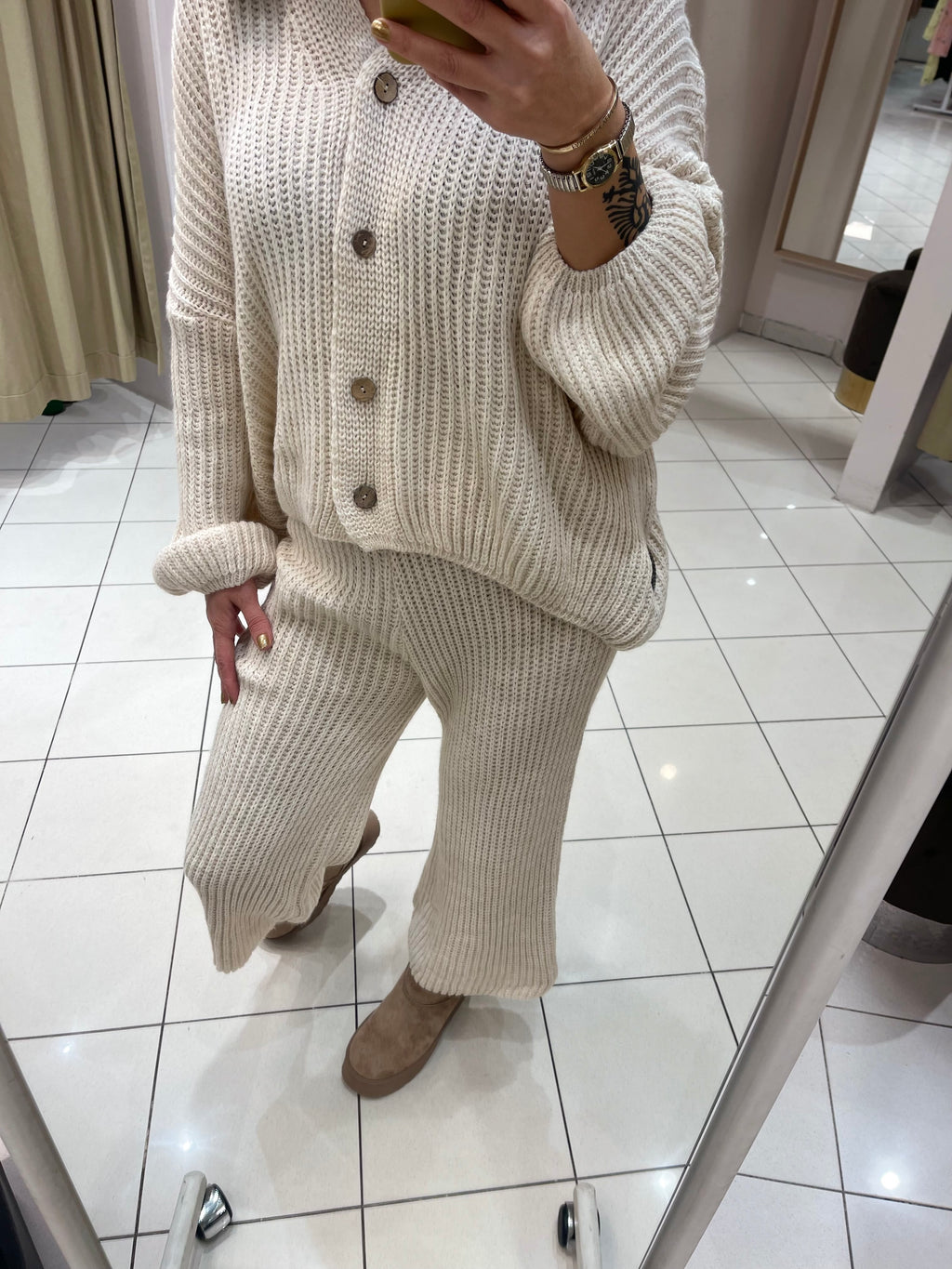 STRICK-ZWEITEILER IN BEIGE