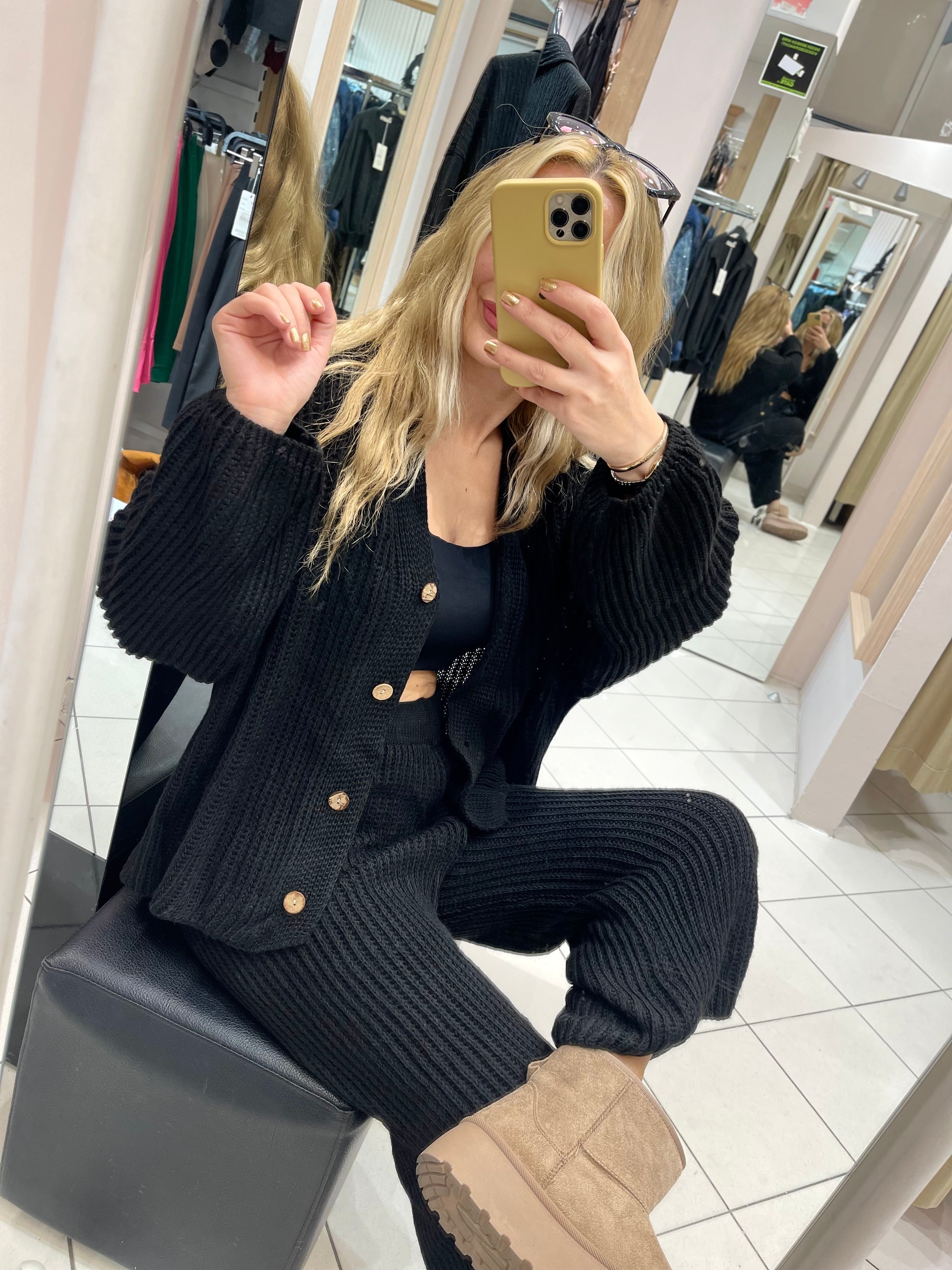 STRICK-ZWEITEILER IN SCHWARZ