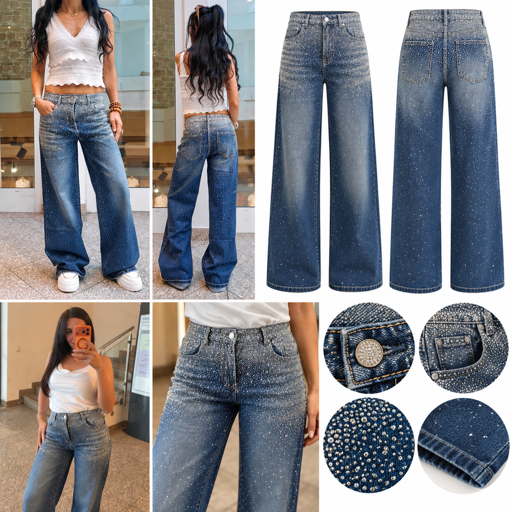 Baggy Style Danity Glitzer Jeans – Wide Leg – Strass Glitter – Sparkly Jeans The Orginal