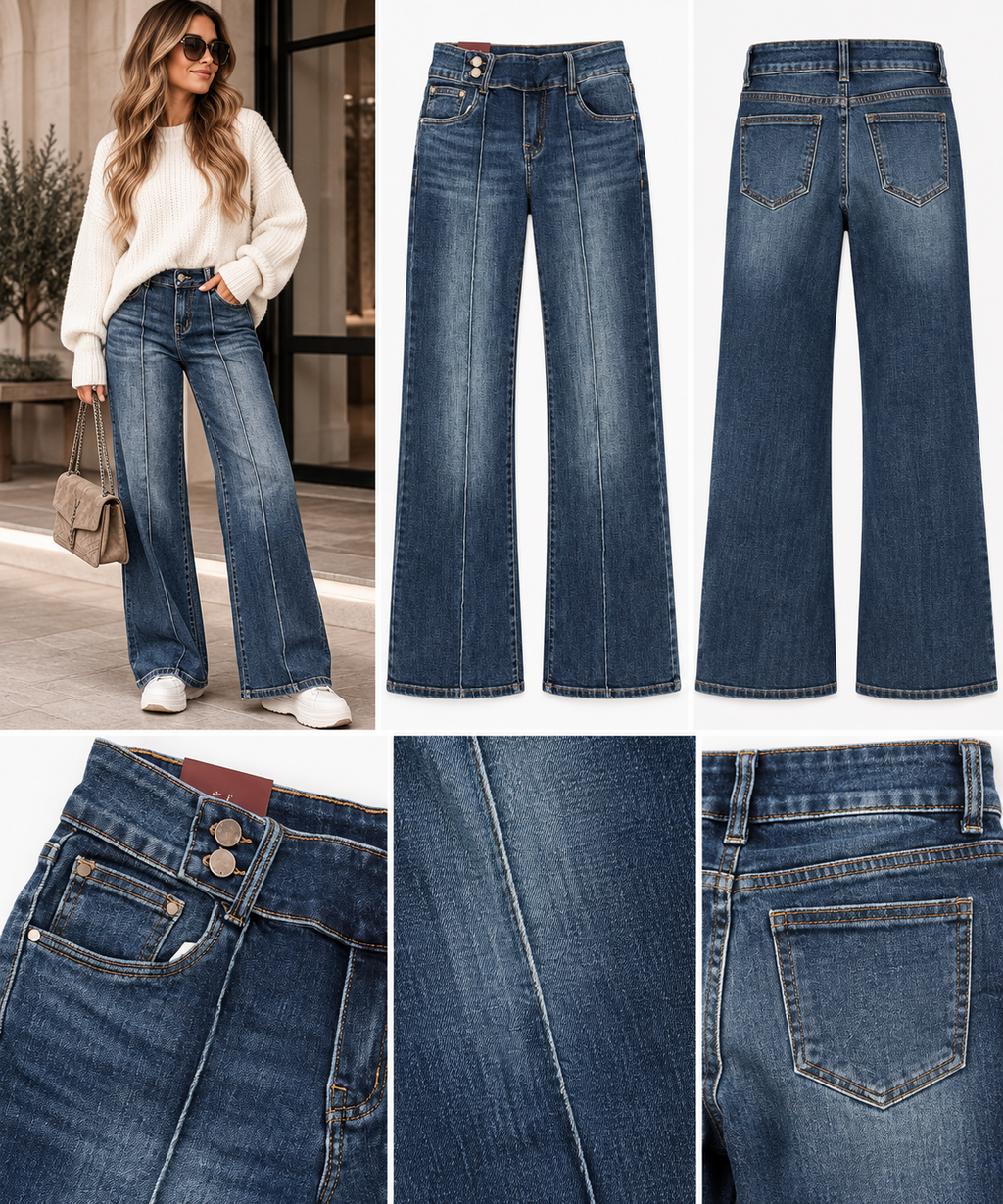 DANITY Flare Jeans – Low Waist Wide Leg – Premium Denim