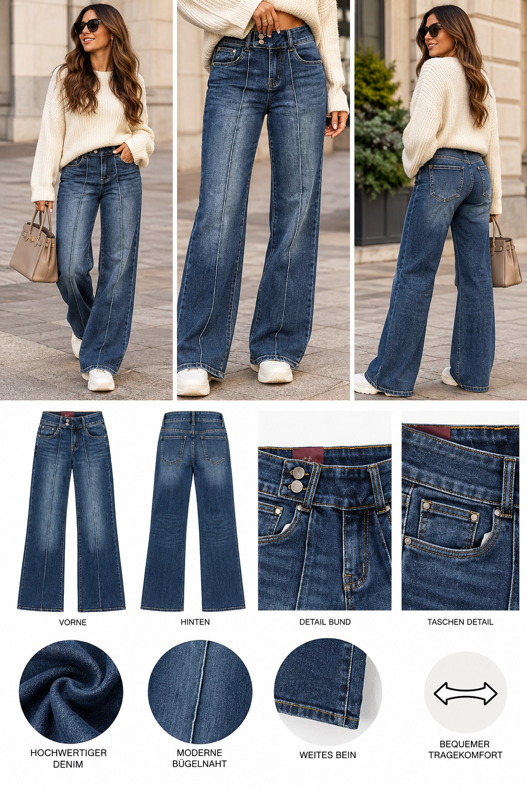 DANITY Flare Jeans – Low Waist Wide Leg – Premium Denim