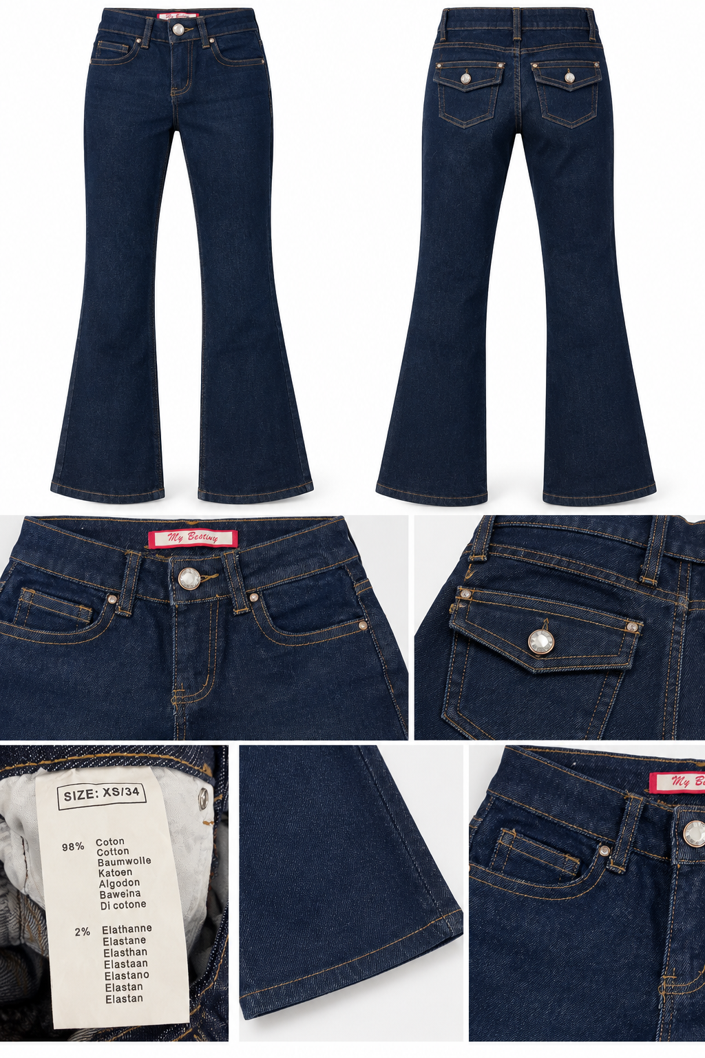 Damen Jeans mit ausgestelltem Bein – Dunkelblau