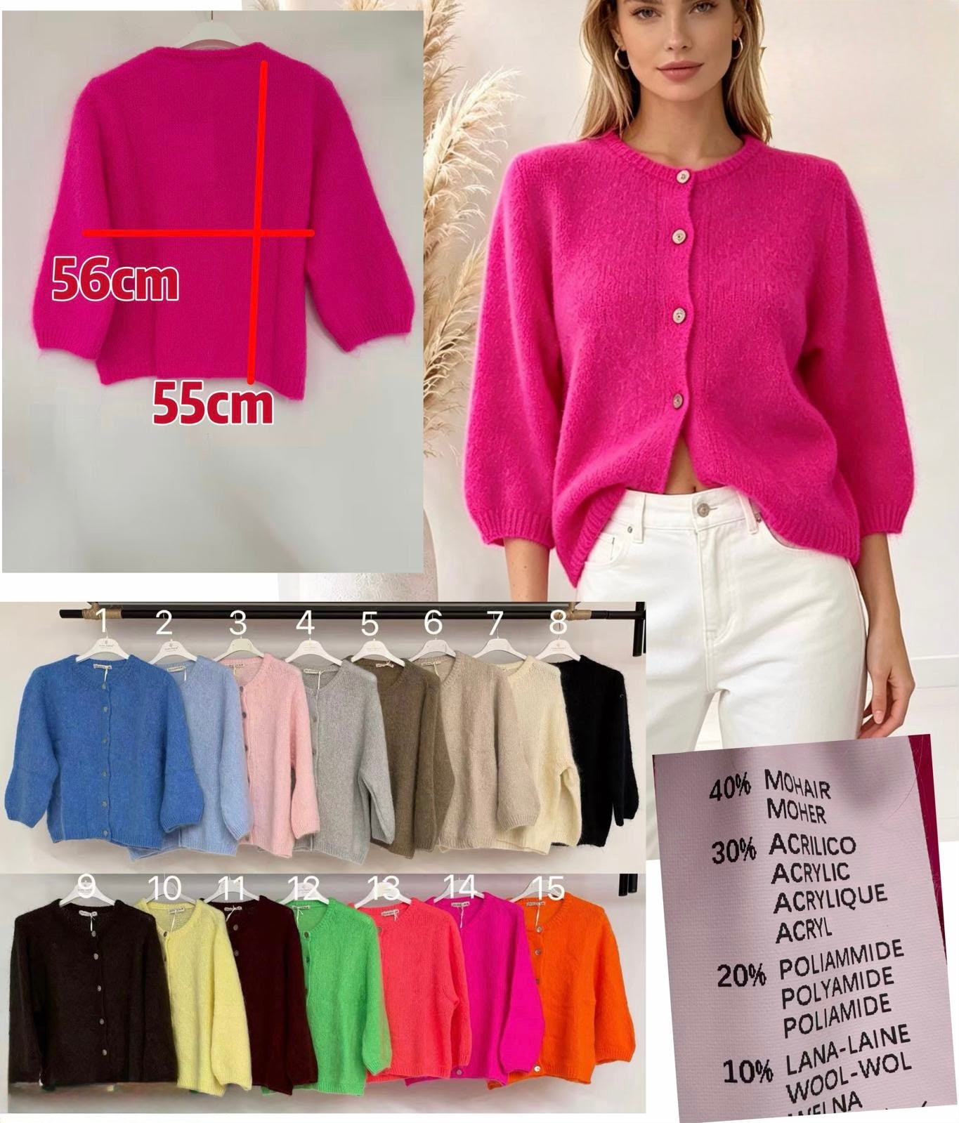 Kid Mohair 3/4 Strickjacke