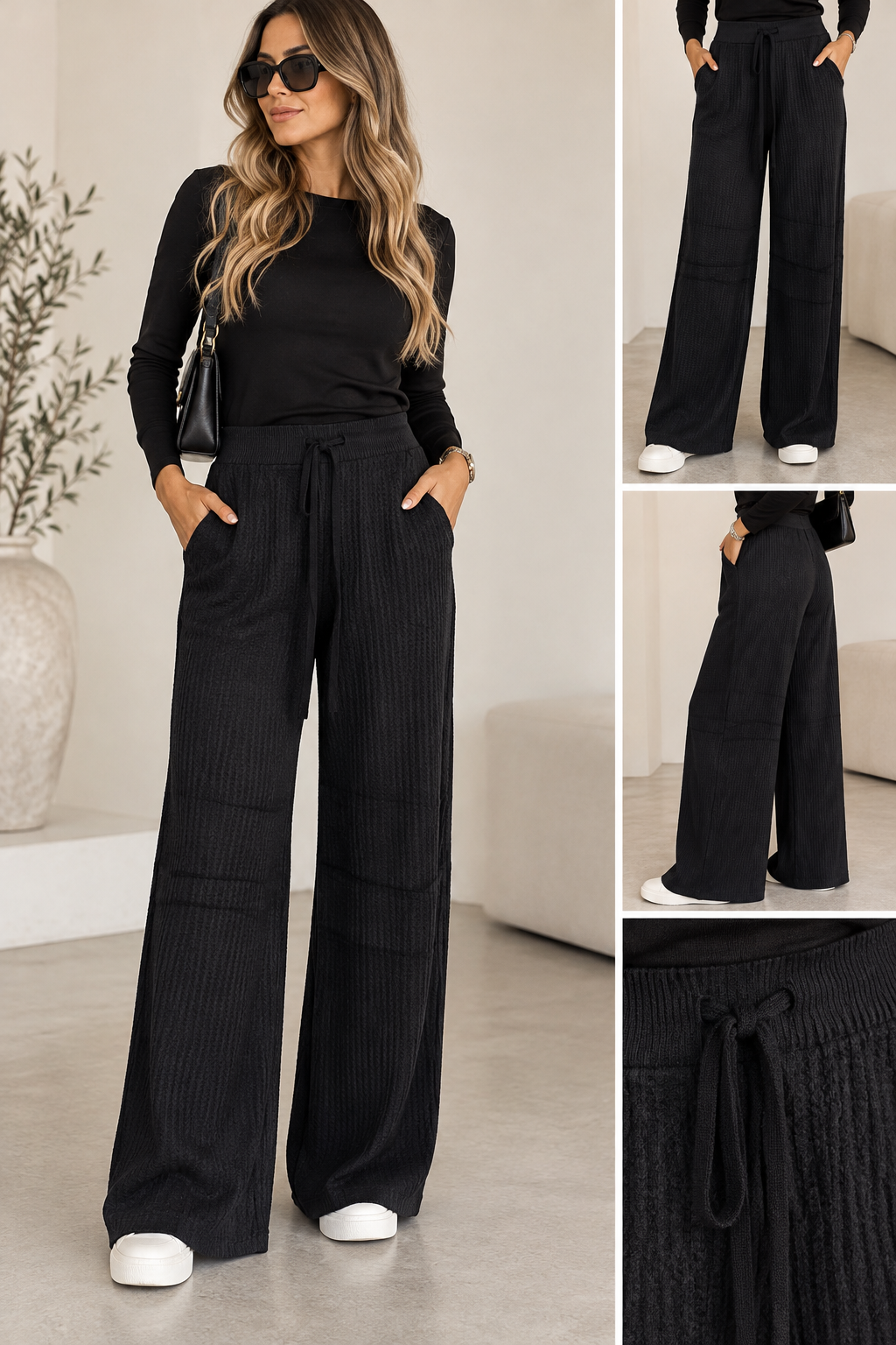 Wide-Leg Strickhose mit Struktur – DANITY