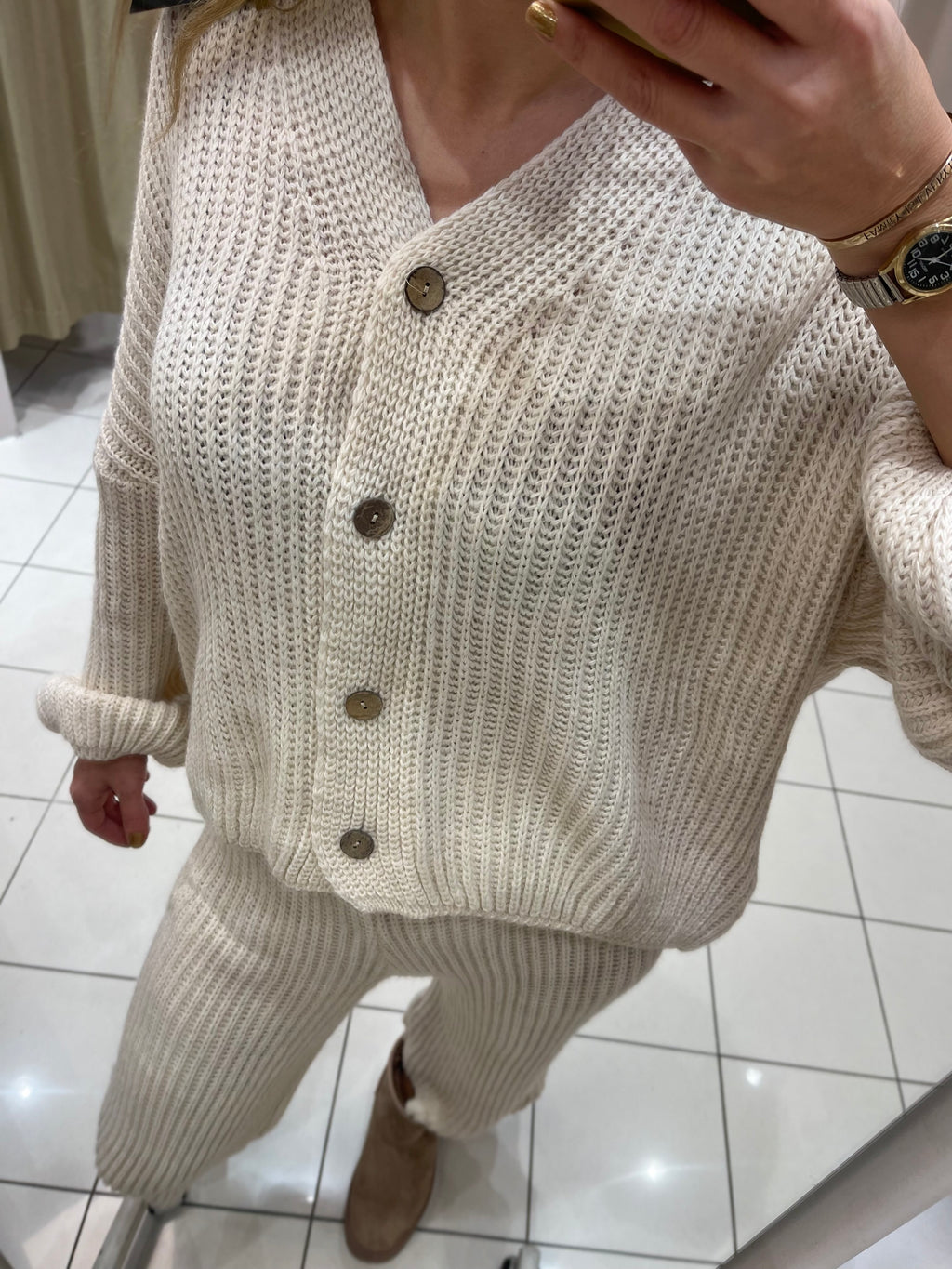 STRICK-ZWEITEILER IN BEIGE