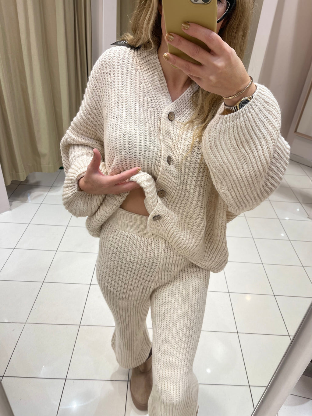 STRICK-ZWEITEILER IN BEIGE