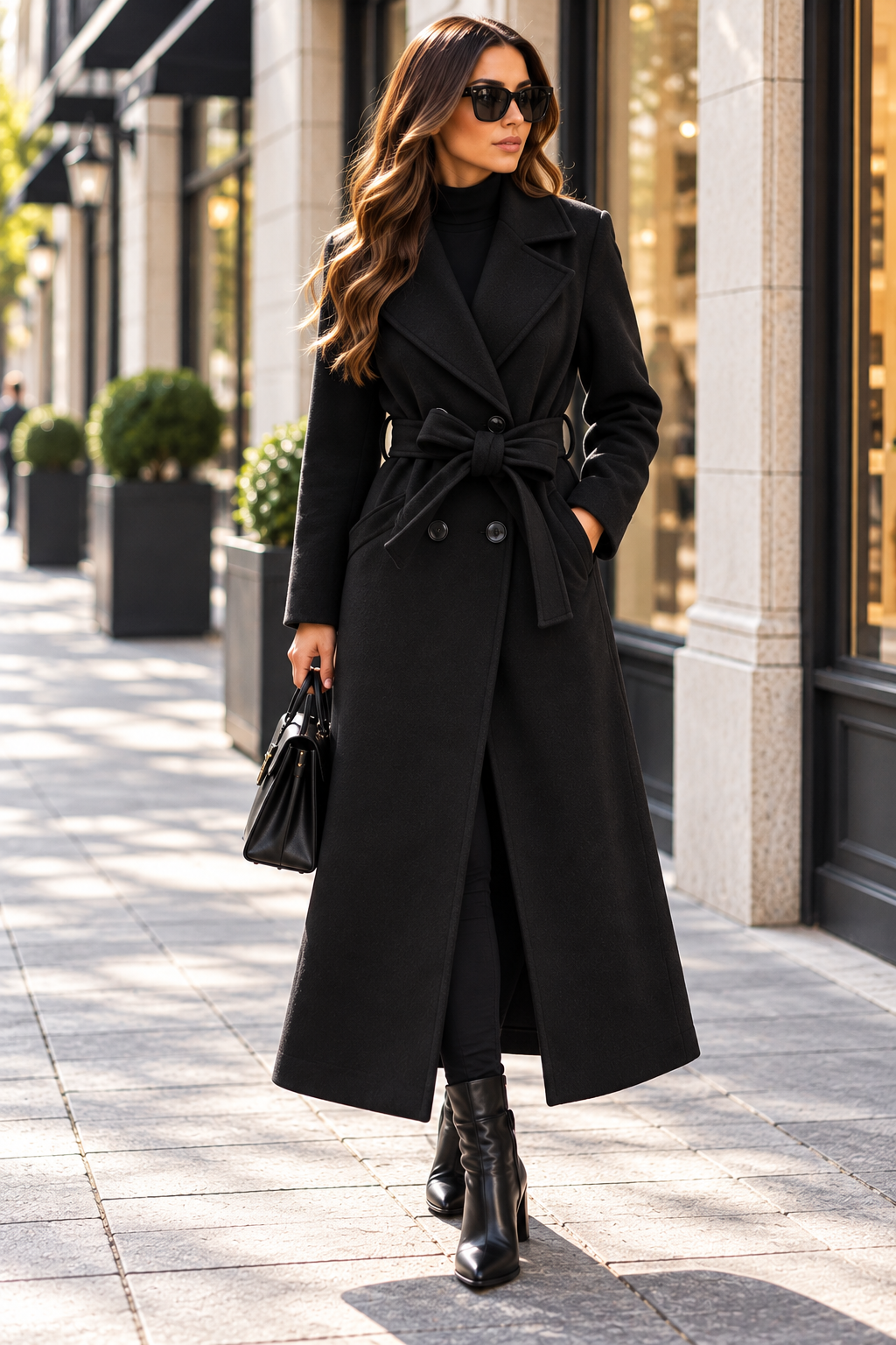 Eleganter Filz-Trenchcoat mit Bindegürtel – stilvoll & zeitlos