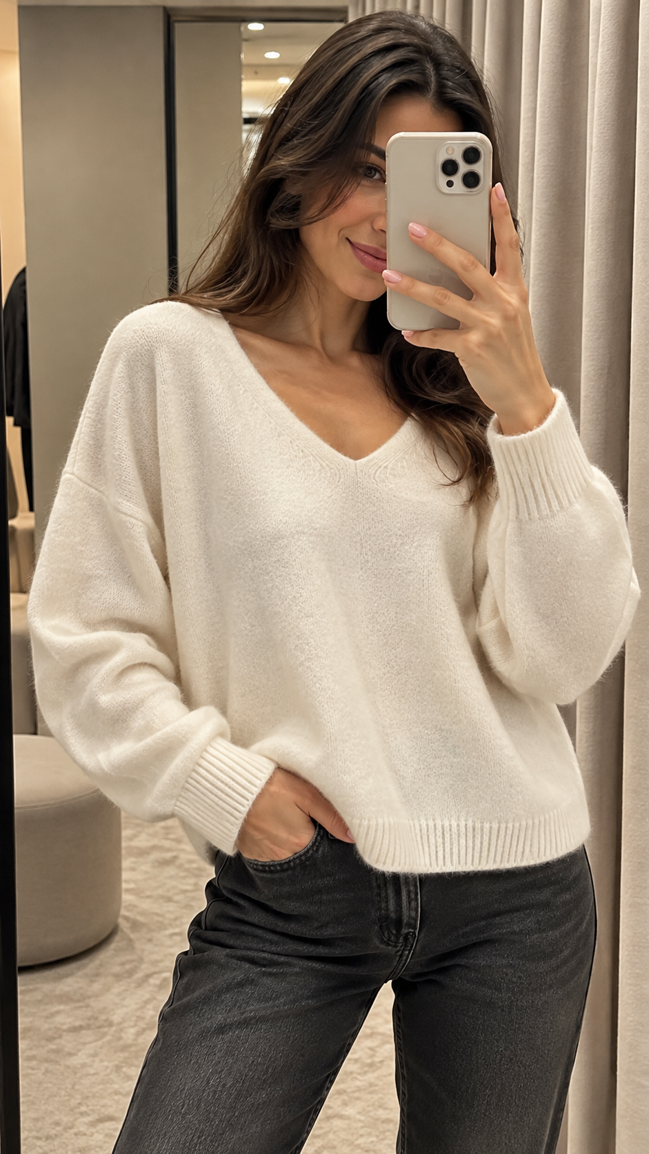 Flauschiger Damenpullover mit 30 % Superfine Alpaka