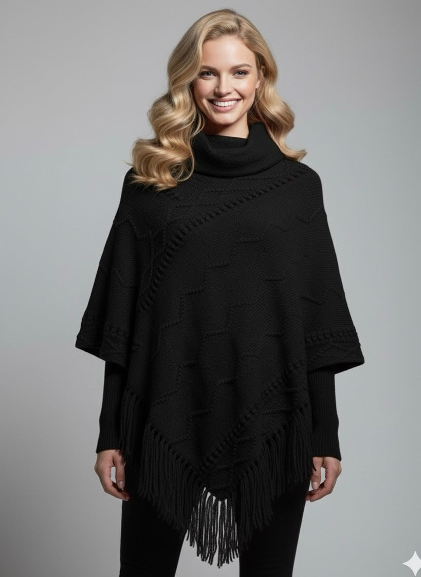 PONCHO ALINA IN SCHWARZ